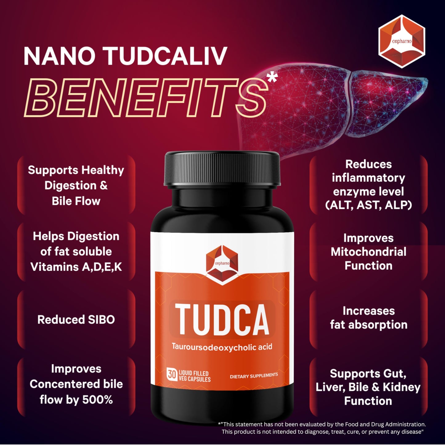 Onpharno TUDCA Supplement Capsules, 30 Count