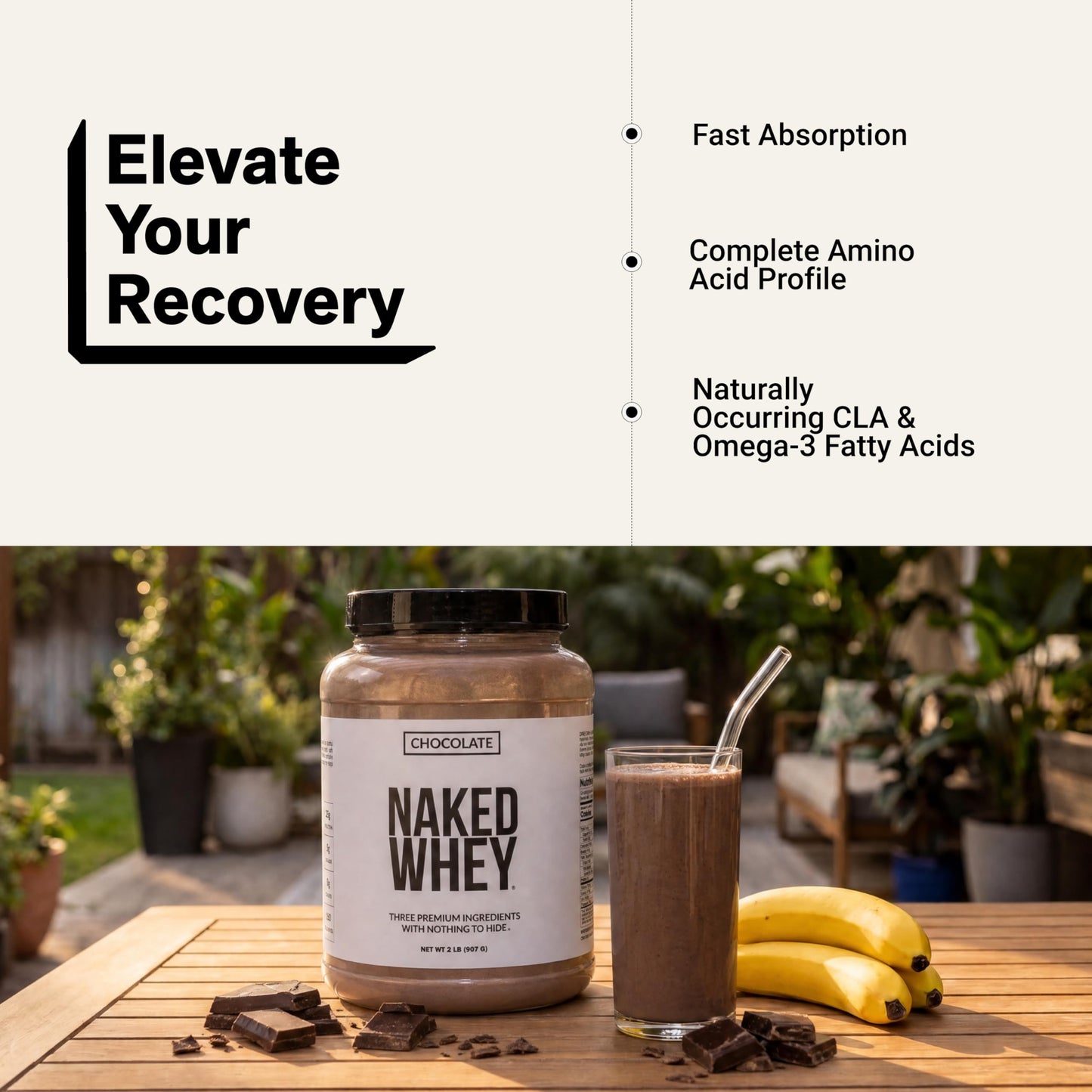 NAKED Whey Chocolate Protein Powder, 32 Servings