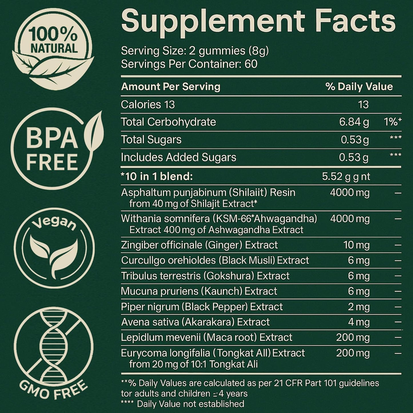 WSJAWH Alpha Shilajit Gummies 10 in 1 for Men Gummy, 60 Count