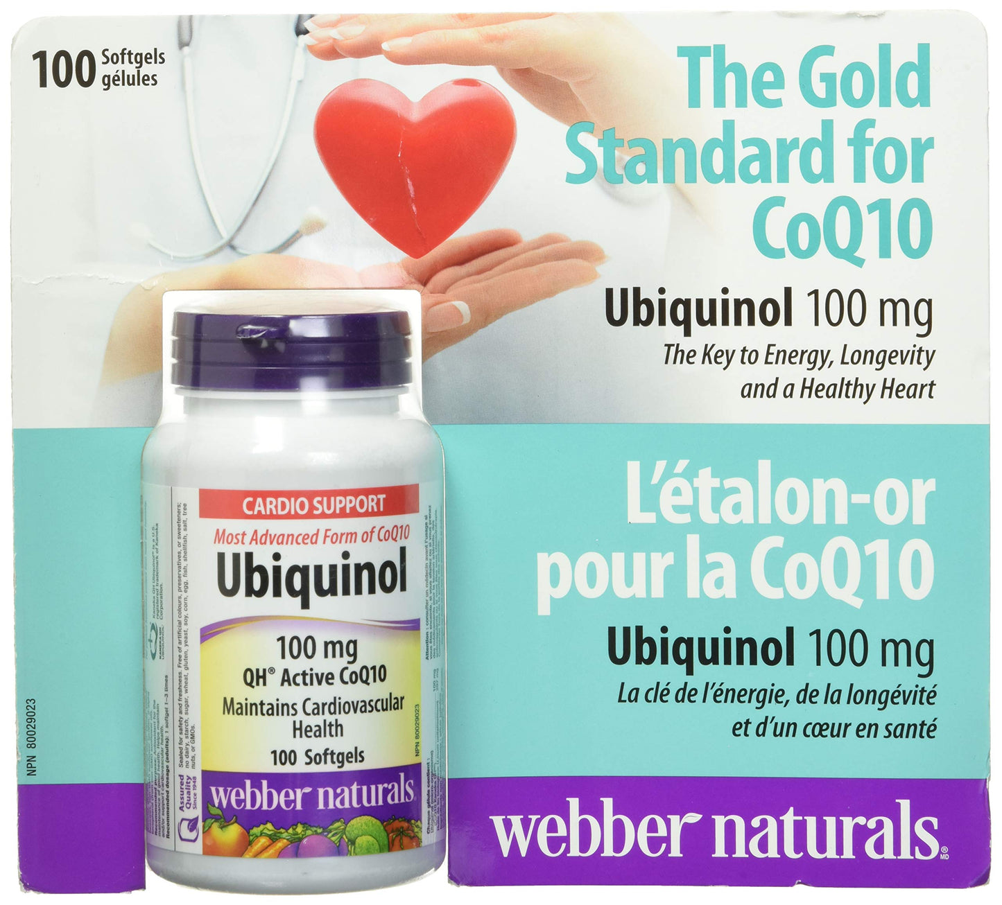 Webber Naturals Ubiquinol 100mg QH Active CoQ10 Softgels, 100 Count