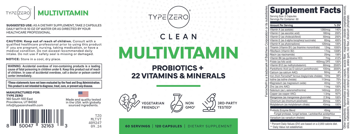 Type Zero Multivitamin Capsules, 120 Capsules