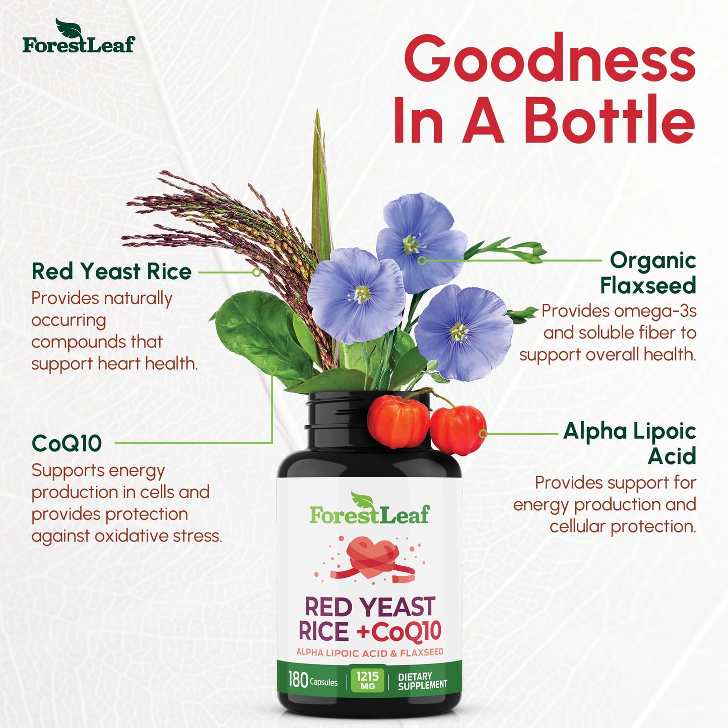 ForestLeaf Red Yeast Rice with CoQ10 Supplement 180 Capsules