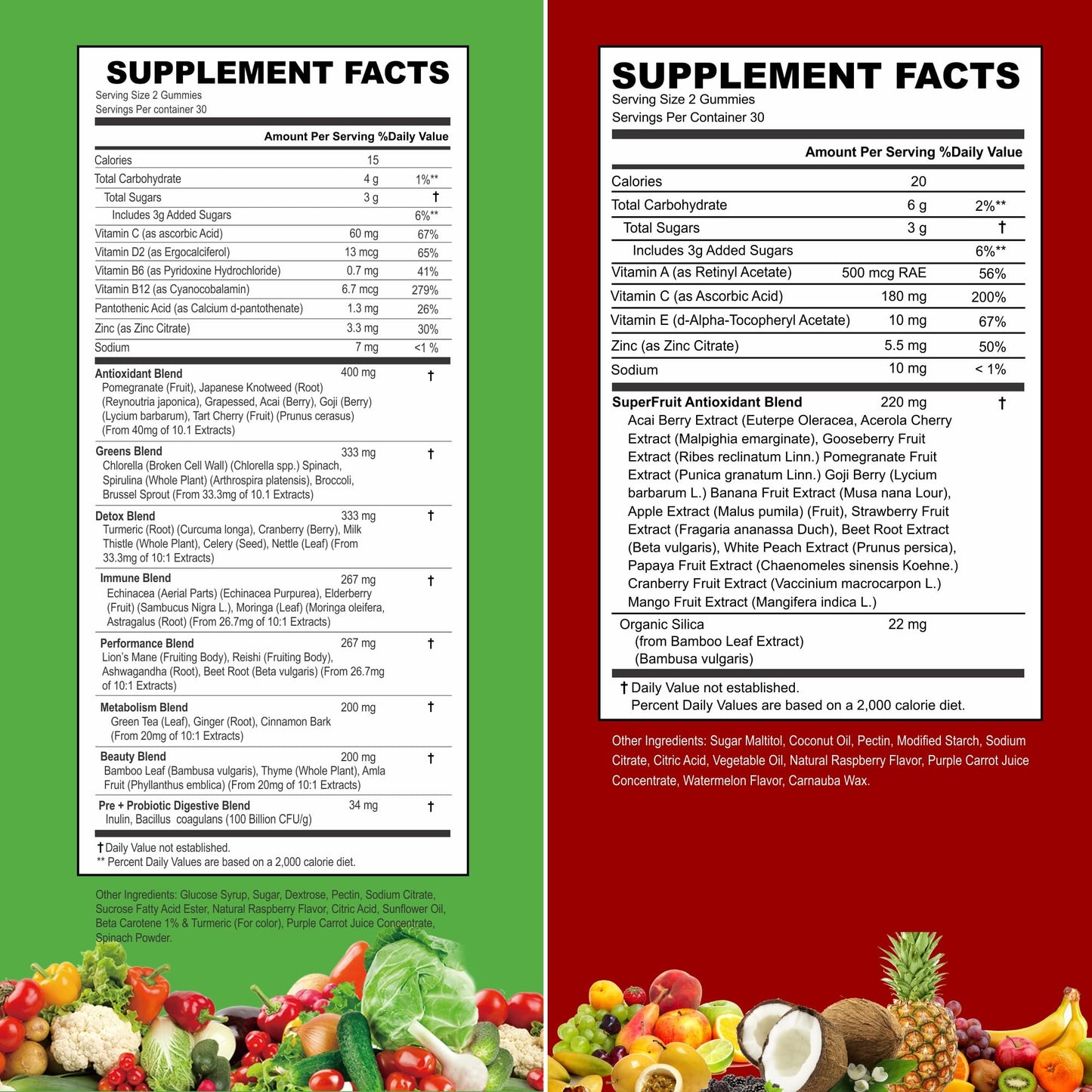 VITINITY Real Fruit & Veggie Gummies - Superfood Vegetable Vitamin Supplement, 240 Gummies