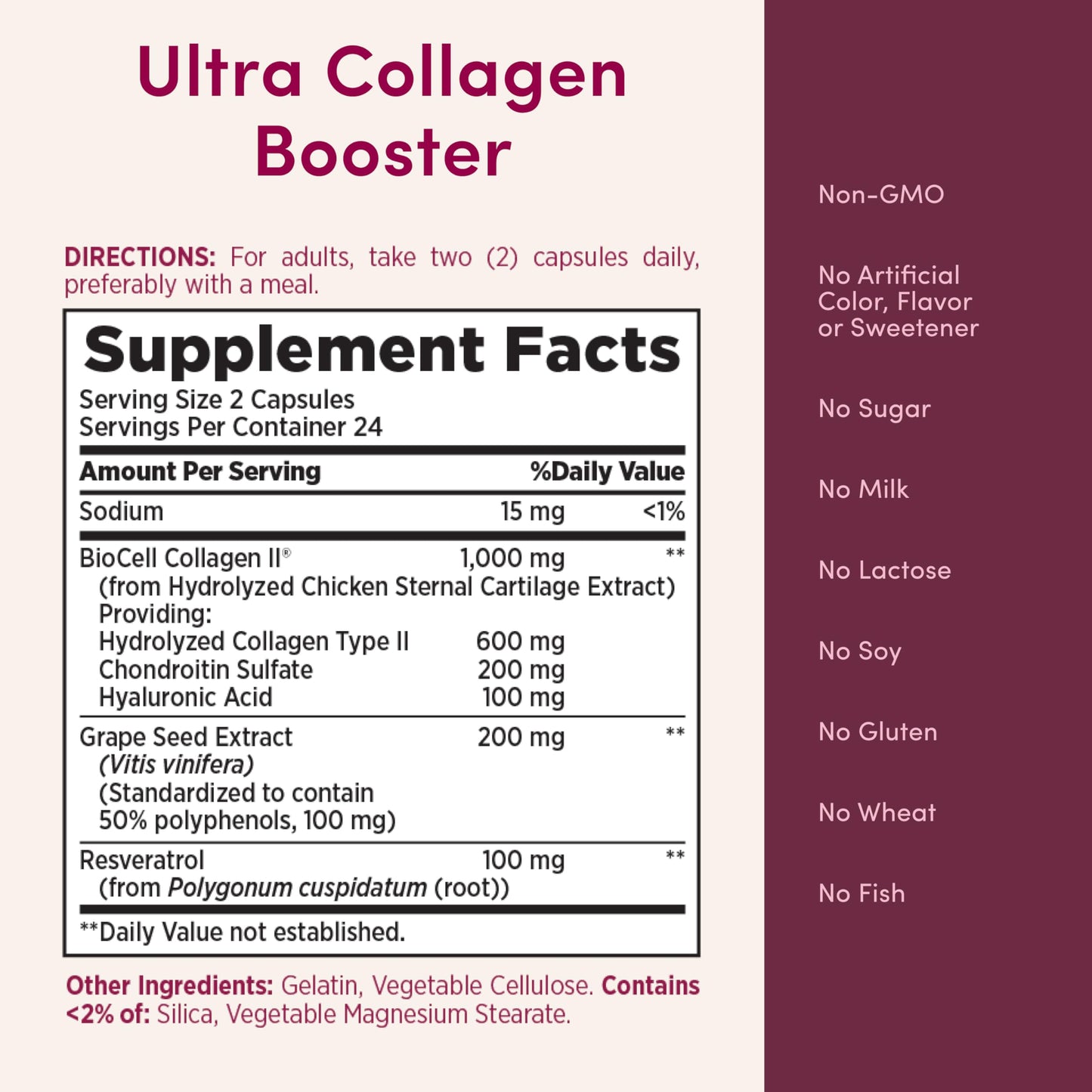 Nature's Bounty Optimal Solutions Ultra Collagen Booster for Healthy-Aging Supplement, Resveratrol, Hyaluronic Acid – Collagen Capsules, 48 Count