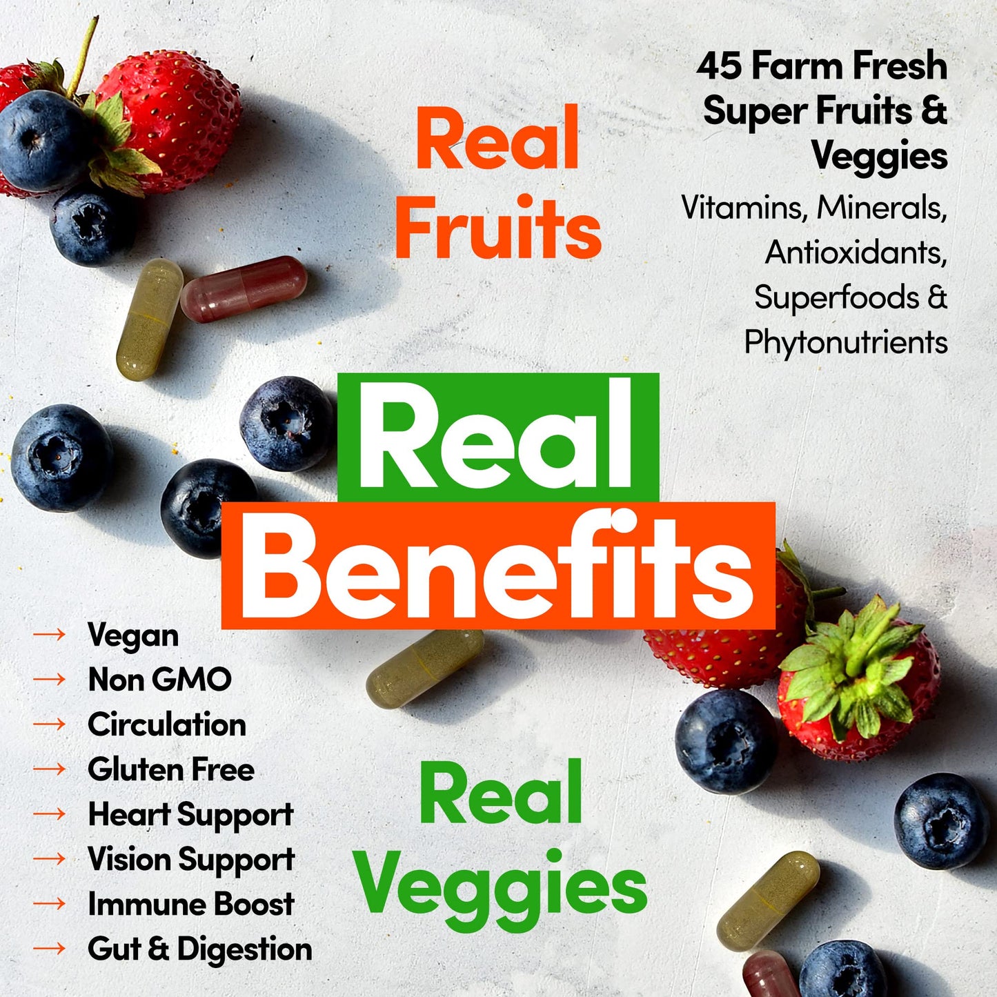 Country Farms Fruits and Vegetables Supplement Capsules, 360
