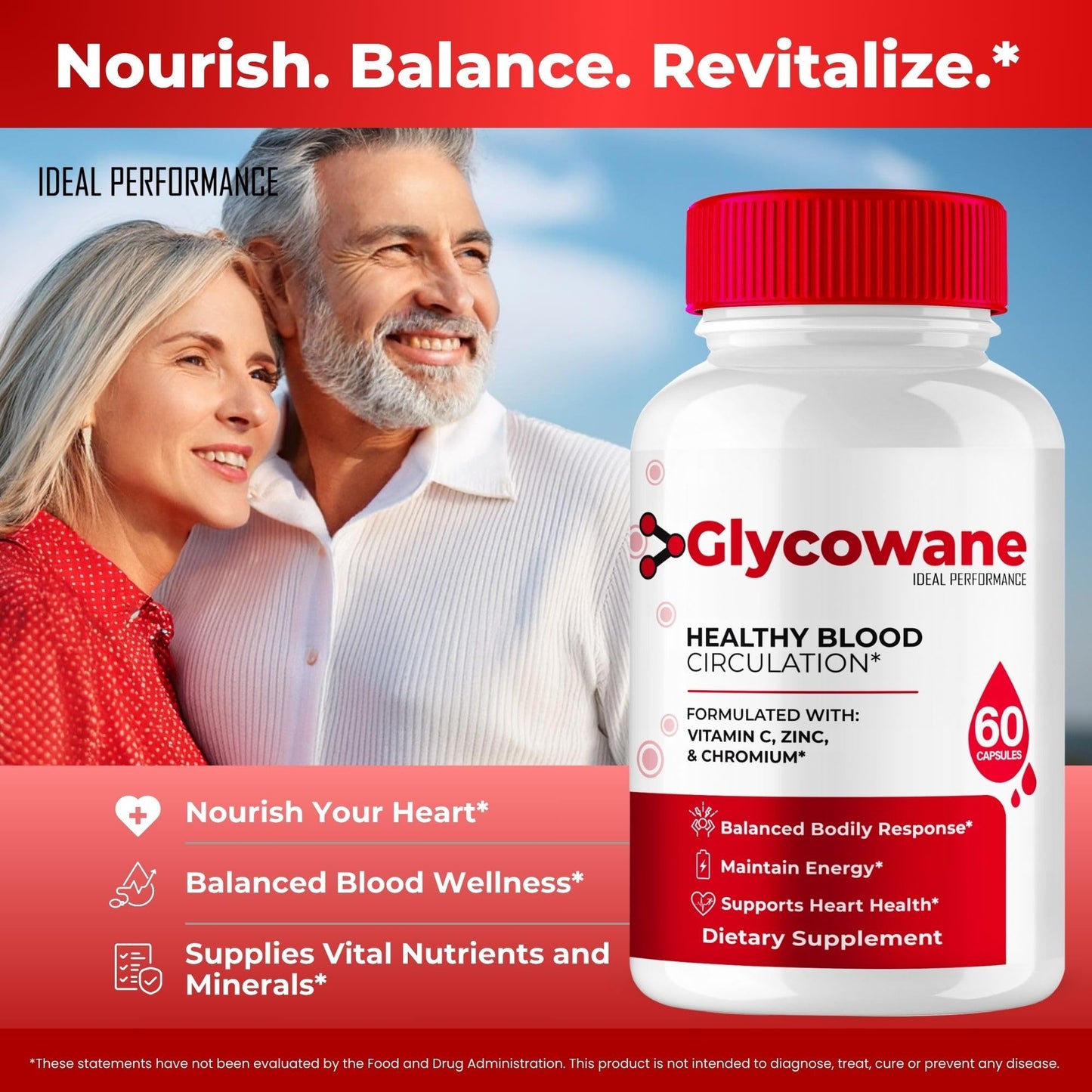 IDEAL PERFORMANCE Glycowane Advanced Blood Formula Capsules, 60 Count