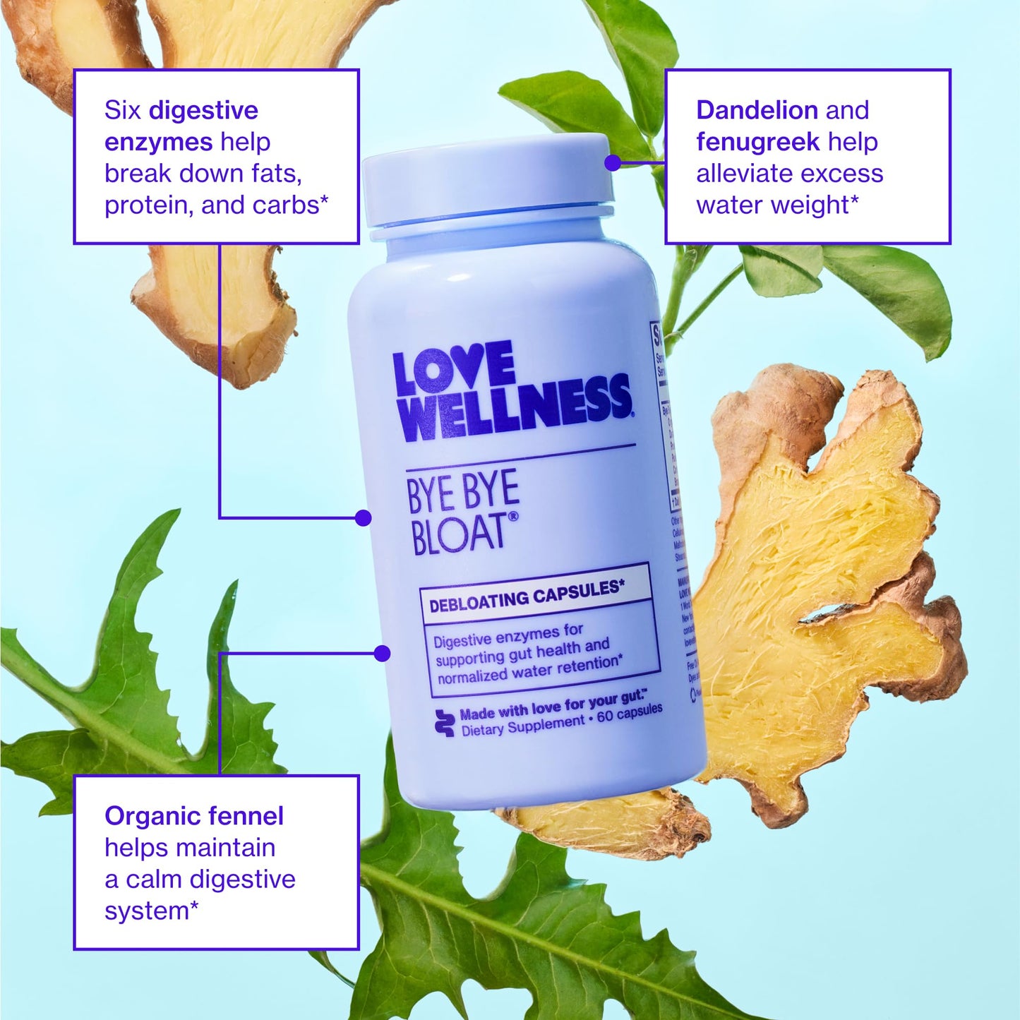 Love Wellness Bye Bye Bloat & Sparkle Fiber Capsules 150