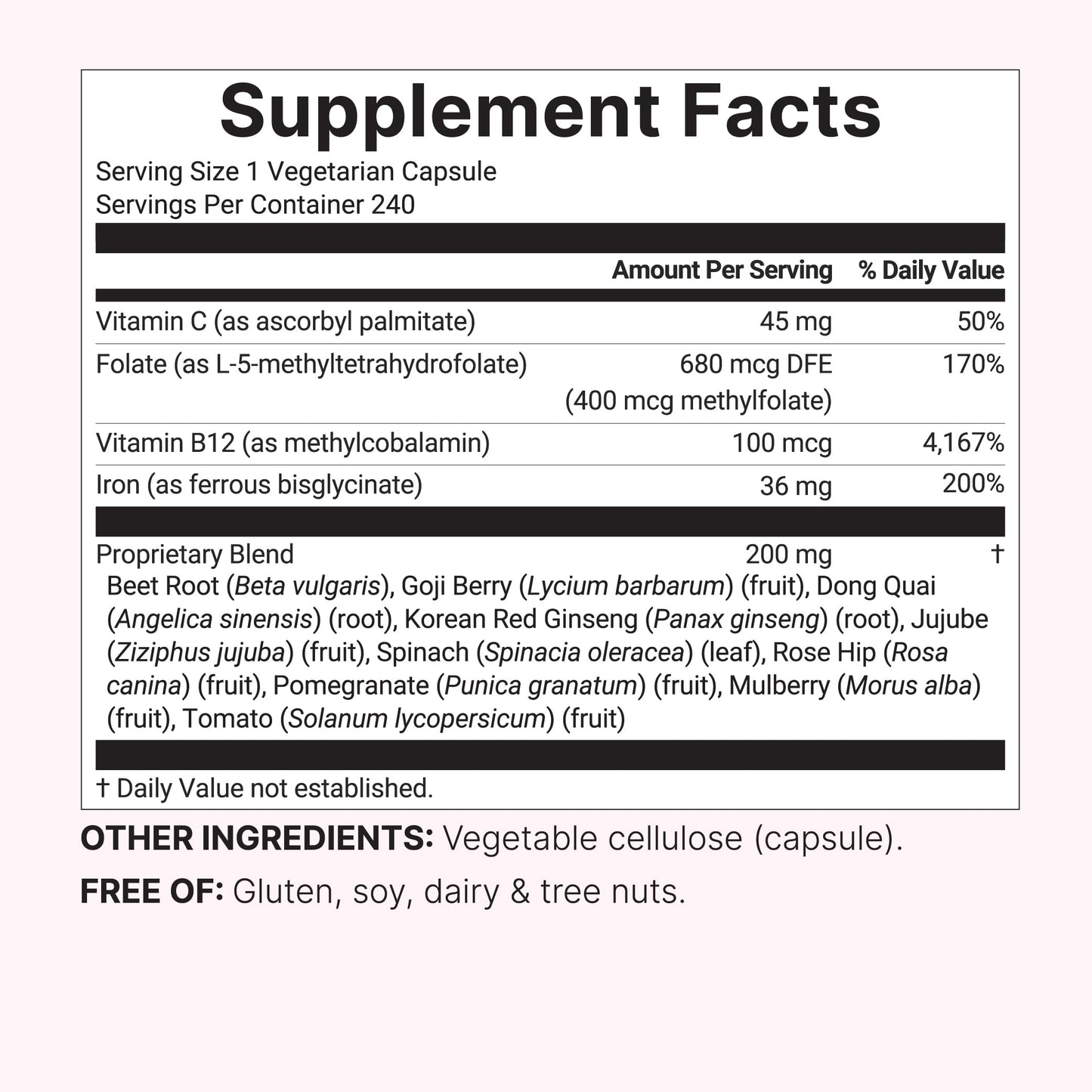 Micro Ingredients Iron Bisglycinate Supplement for Women & Men Capsule 240