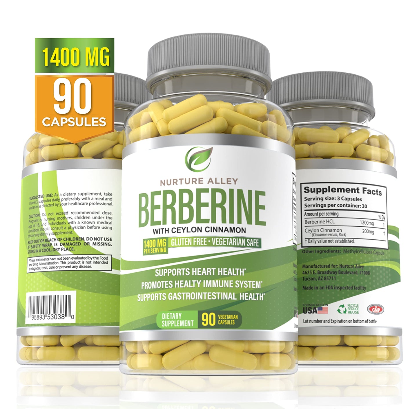 Nurture Alley Berberine Complex with Cinnamon, 90 Veggie Capsules