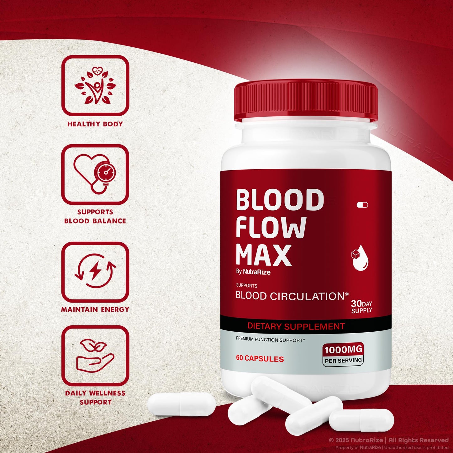 NutraRize Blood Flow Max Capsules, 120 Capsules