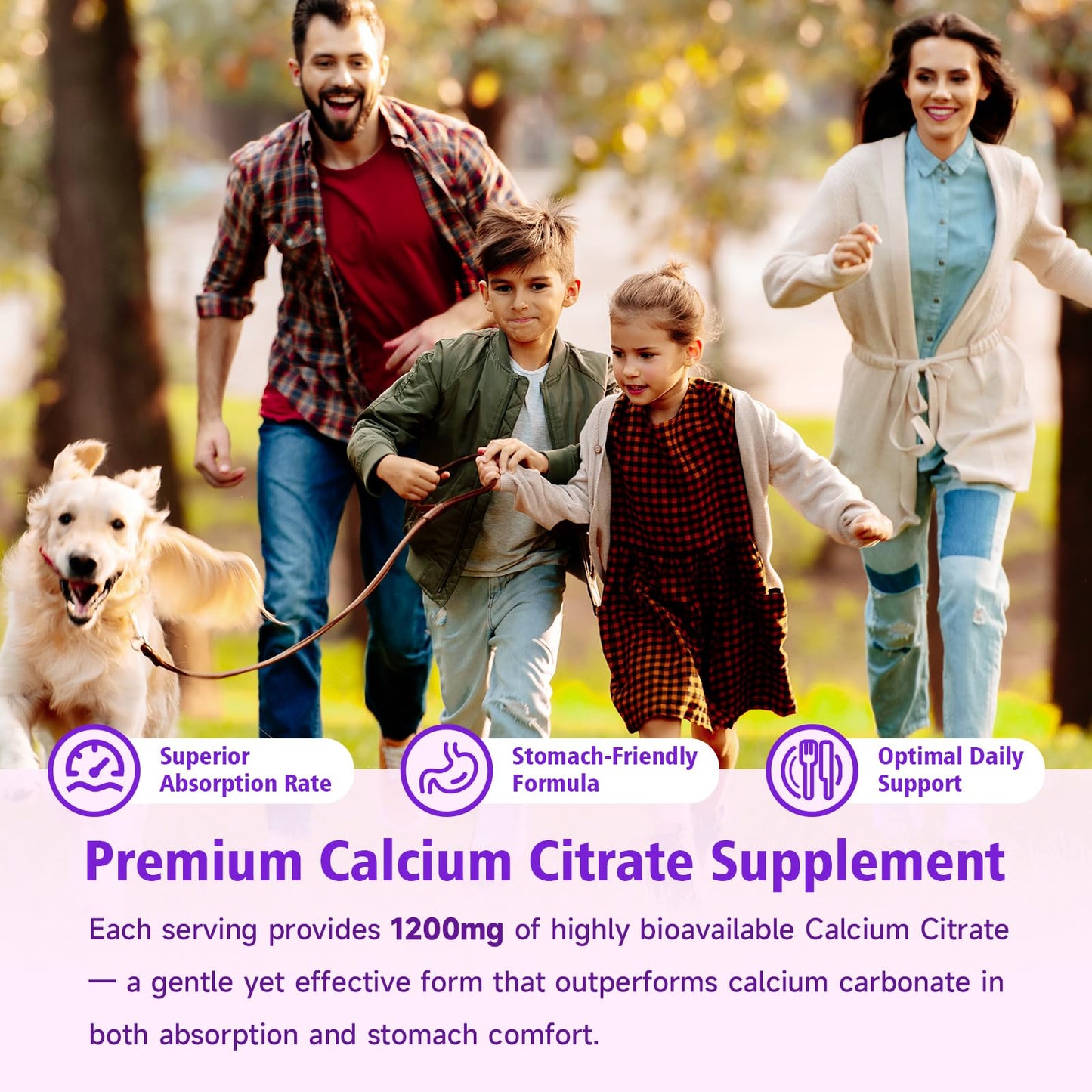 BVIVLOO Calcium Citrate Gummies 1200mg, 2-Pack