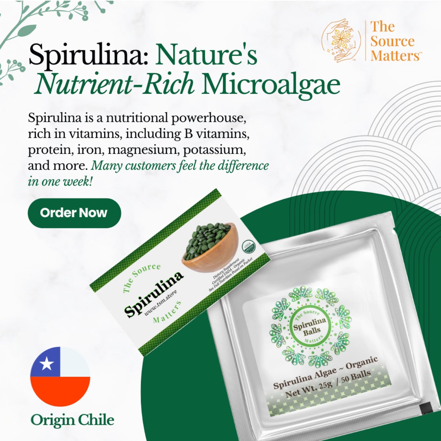 THE SOURCE MATTERS Spirulina Tablets, 50 Count