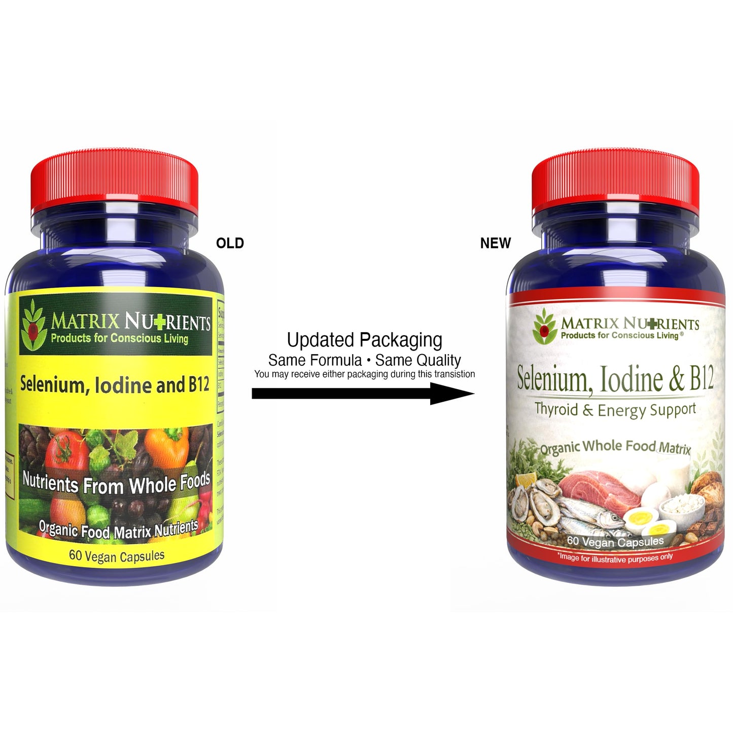 Matrix Nutrients Selenium, Iodine & B12 Thyroid, Metabolism & Immune Health Complex – High-Absorption for Hair, Skin & Nails – Vegan Capsules, 60 Count
