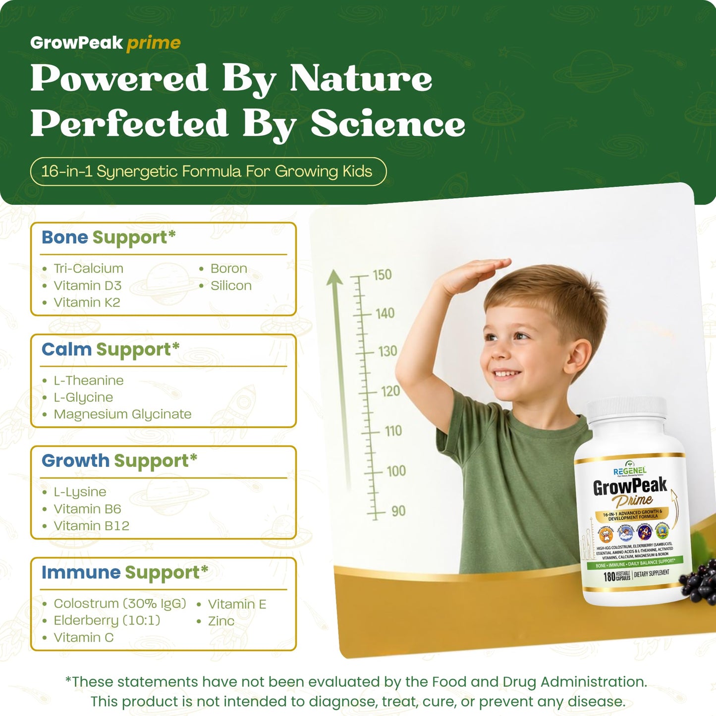REGENEL GrowPeak Prime 16-in-1 Kids & Teens Growing Years Formula Capsule 180 Count