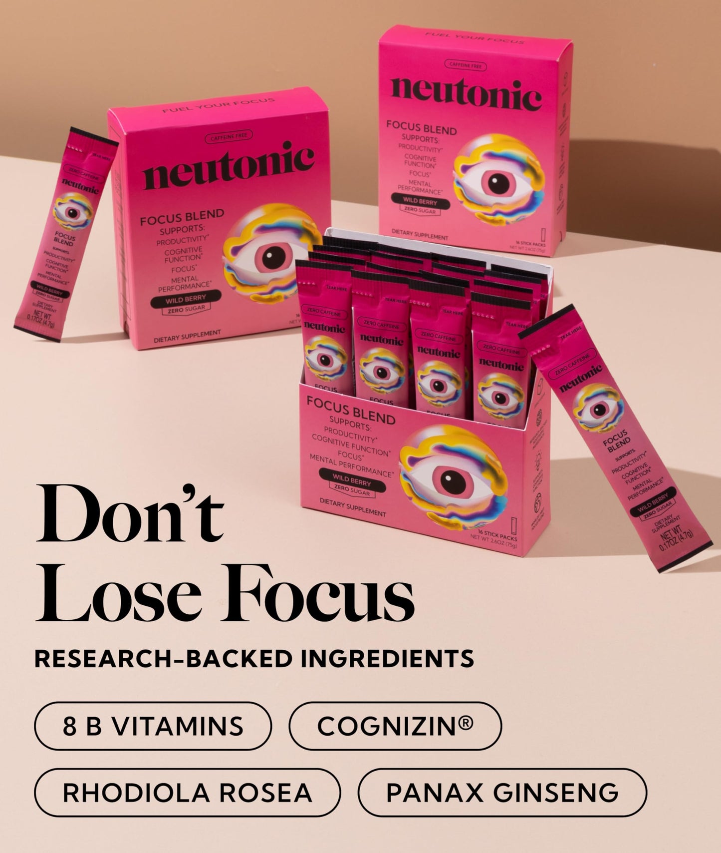 Neutonic Nootropic Focus Blend Powder, 16 Sticks