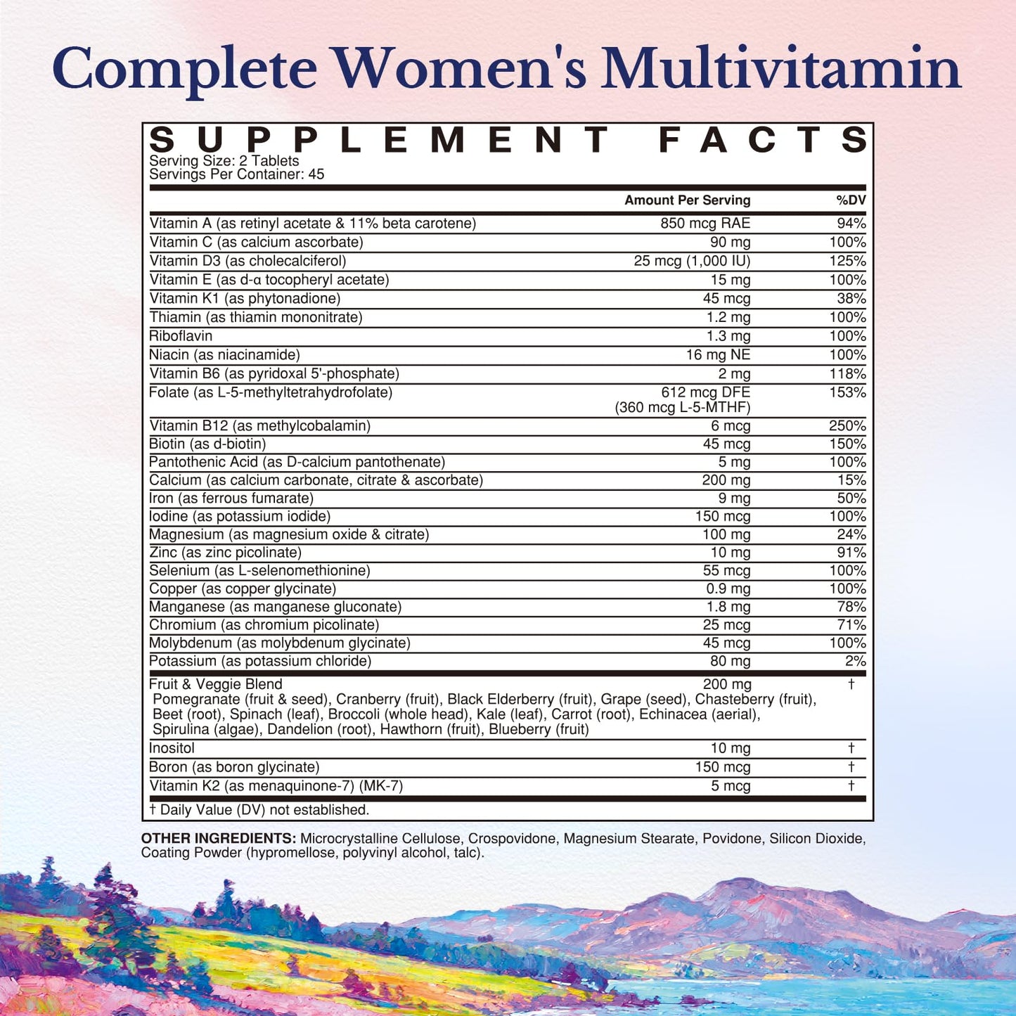 Vitalitown Women’s Multivitamin, Methylated Multivitamins & Multiminerals, A-K Vitamins, Iron, Zinc, Supergreens & More, Women’s Wellness, Hair Growth, High Absorption, Easy to Swallow, 90 Tablets