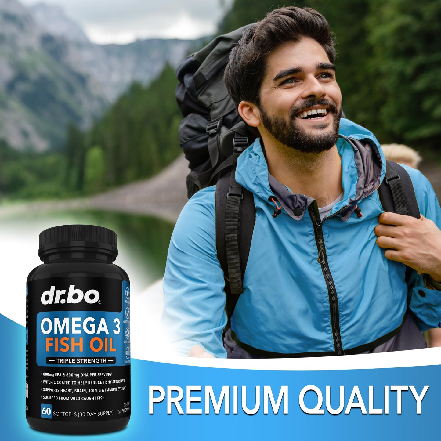 DR. BO Omega 3 Fish Oil Supplements Softgels 60
