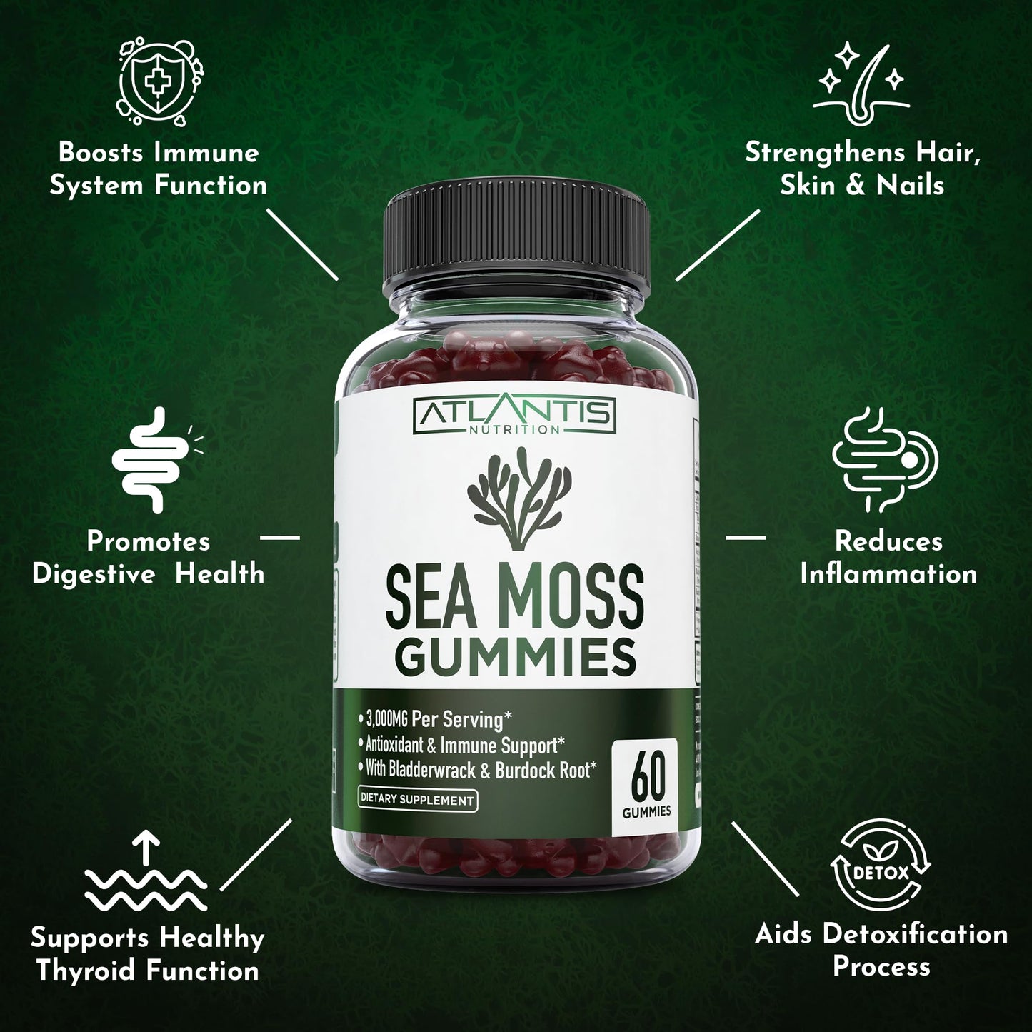 Atlantis Nutrition Irish Sea Moss Gummies 60 Count