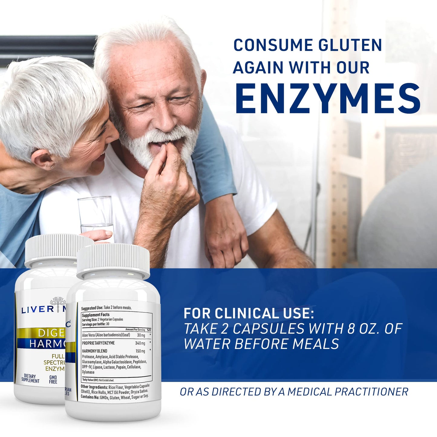 Liver Medic Digest Harmony Maximum Strength Digestive Enzymes 120 Capsules