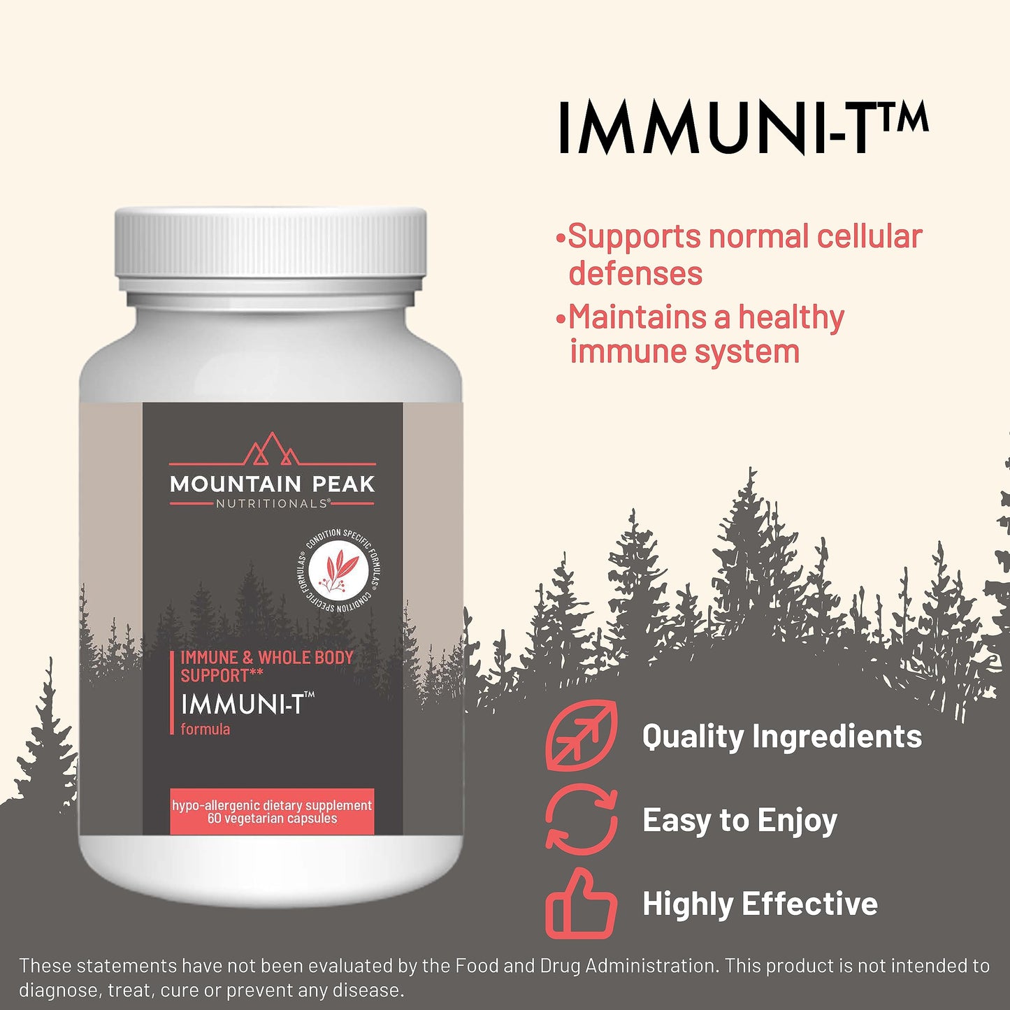Mountain Peak Nutritionals Immuni-T 4-in-1 Immune Support Capsule, 60 Count
