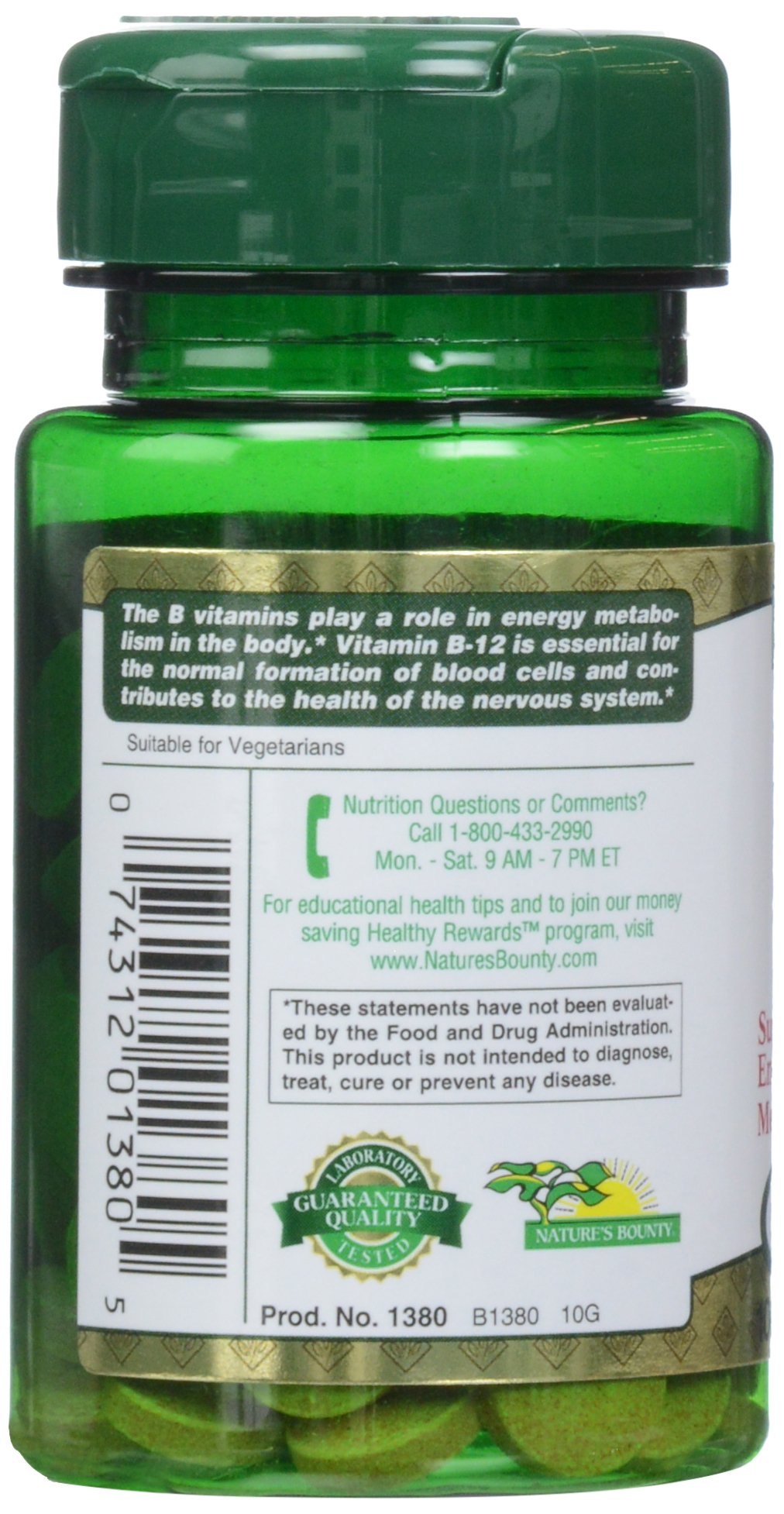 Nature's Bounty Vitamin B-12 1000 mcg Tablets, 100 Count
