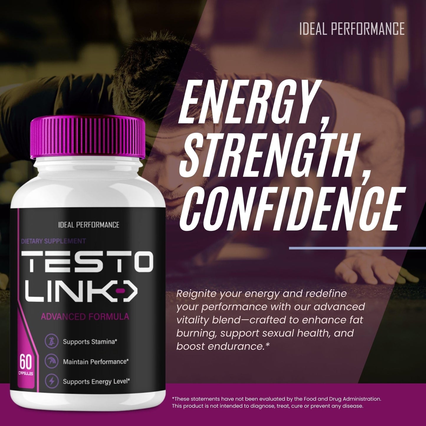 IDEAL PERFORMANCE Testo Link Capsules, 120 Count