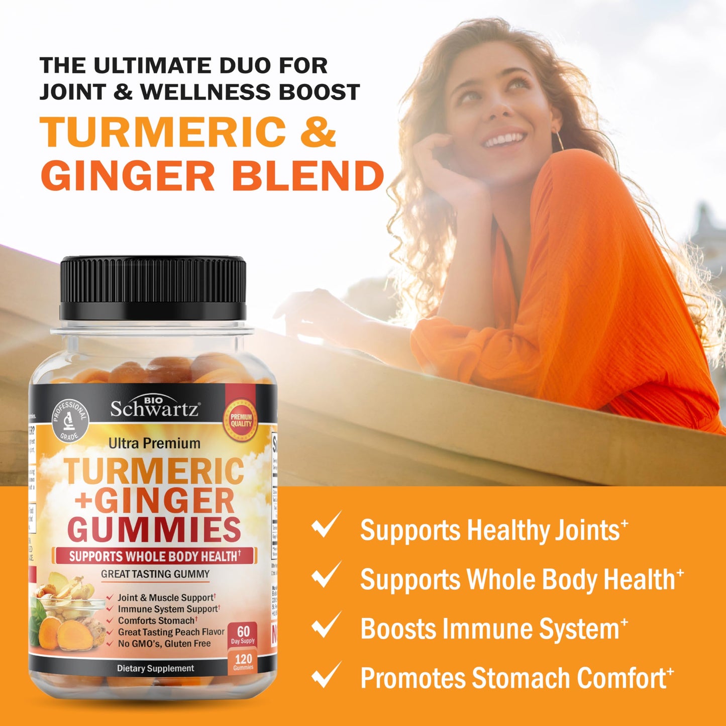 BioSchwartz Turmeric Curcumin with Ginger Gummies, 120 Count