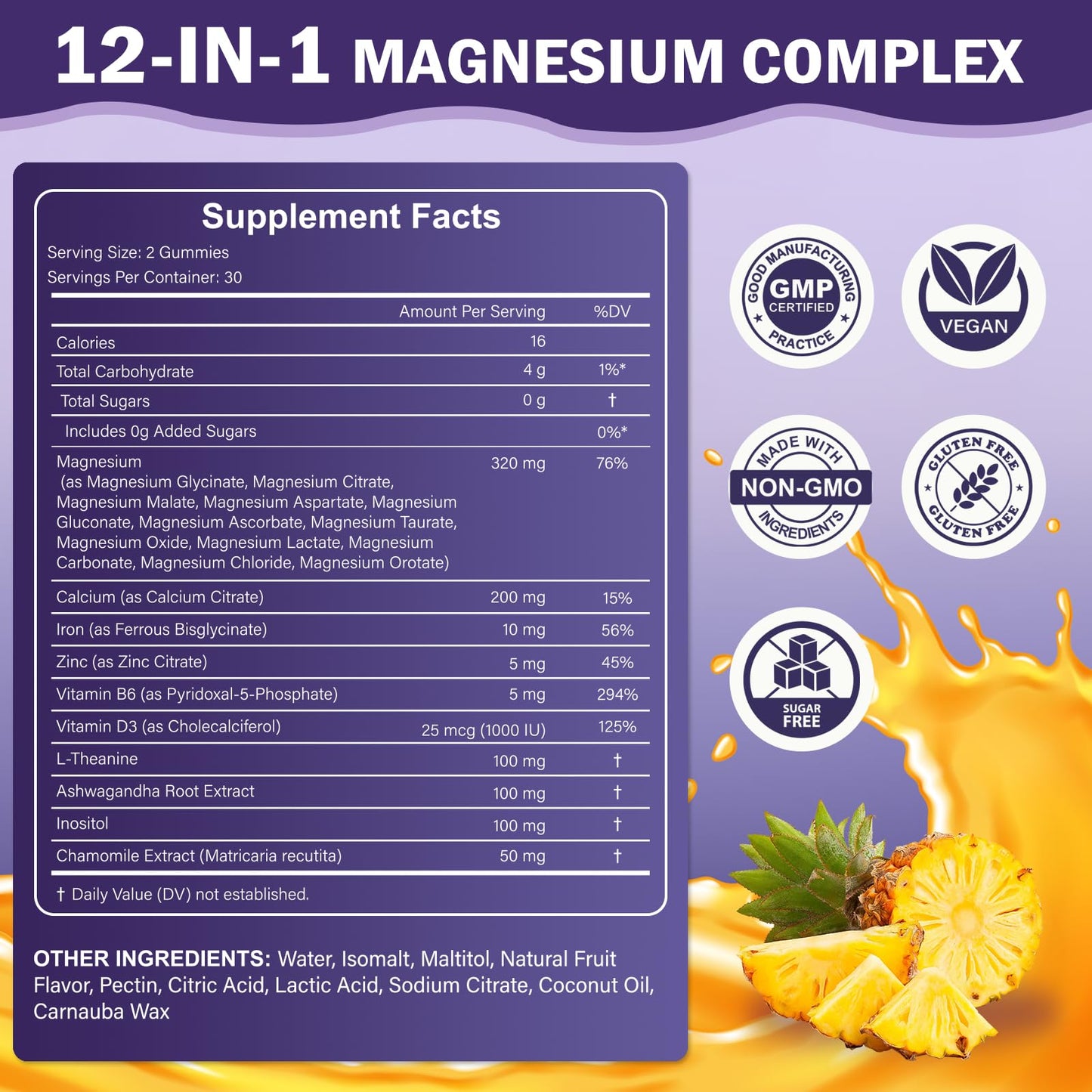 ABYSSUS Magnesium 12-in-1 Complex Gummies for Women, Daily Wellness, 60 Count