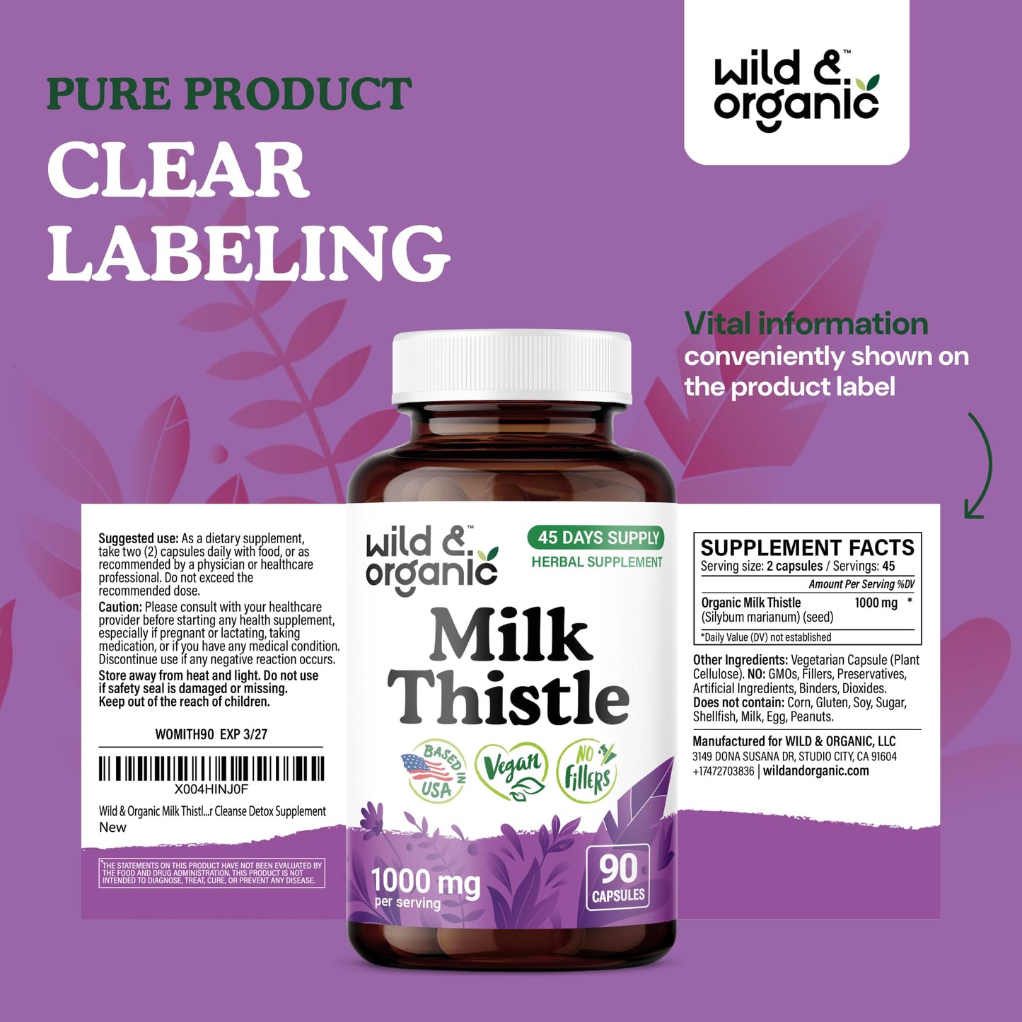 Wild & Organic Milk Thistle Capsules 90 Capsules