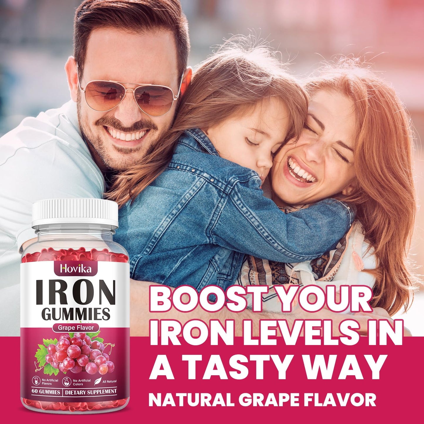 Hovika Iron Gummies Supplement for Women & Men, 60 Gummies