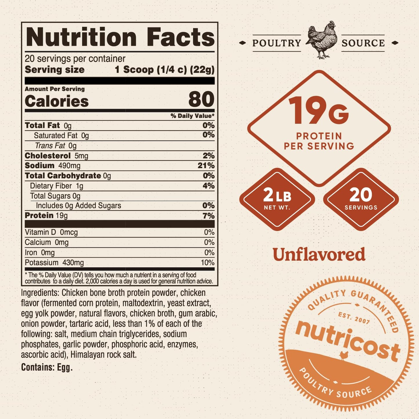 Nutricost Chicken Bone Broth Protein Powder 16.4 oz