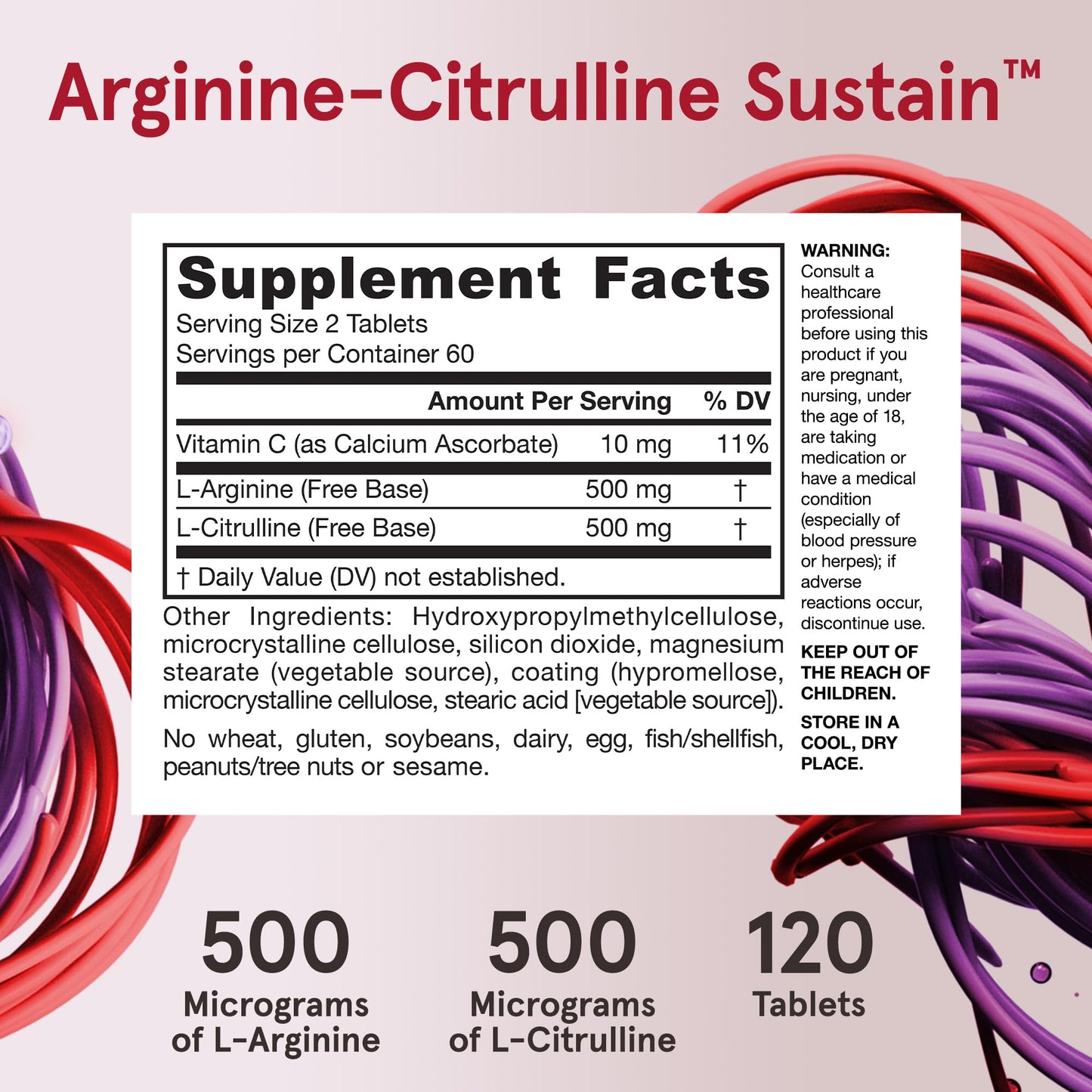 Jarrow Formulas Arginine-Citrulline Sustain Tablets 120 Count