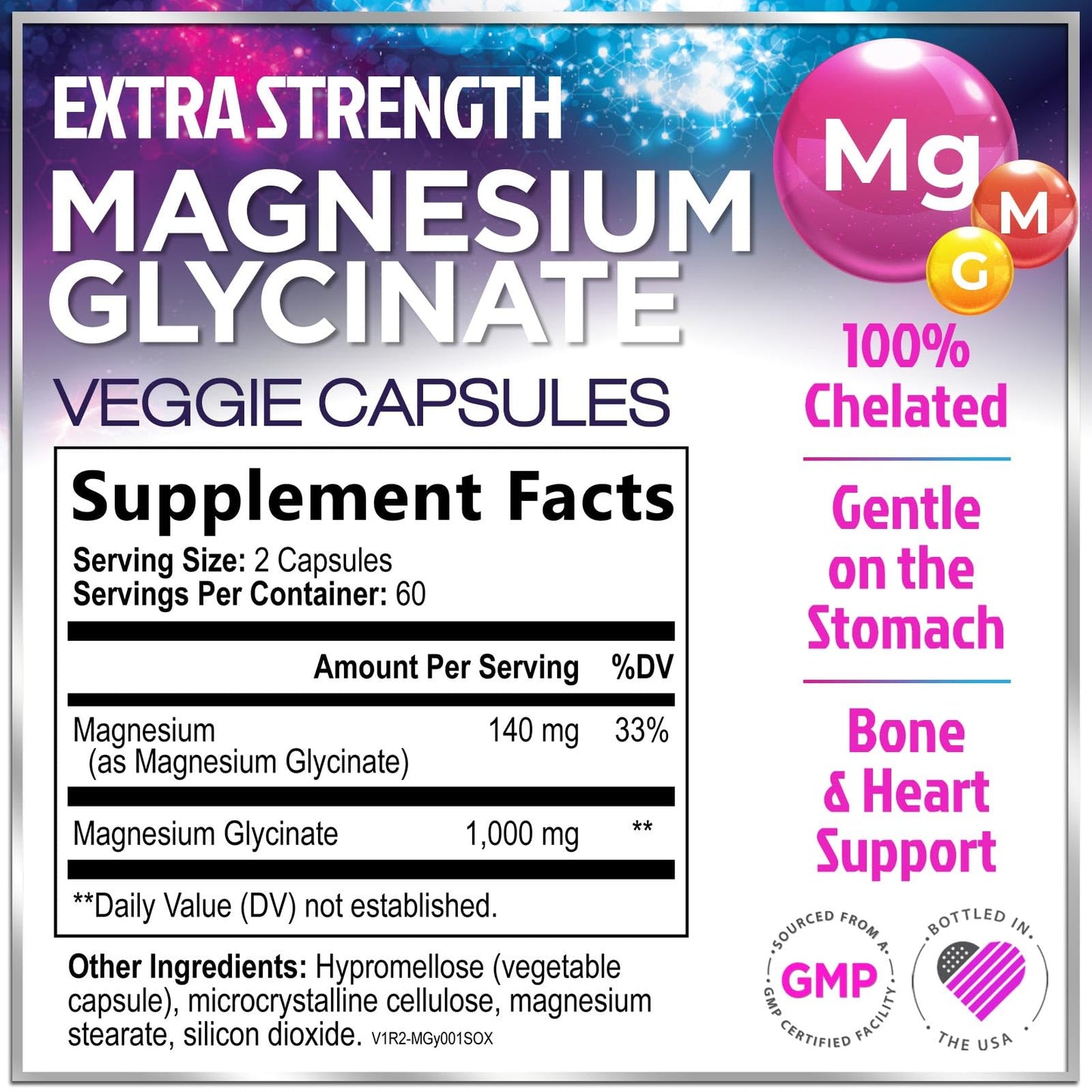 Hello Lovely! Magnesium Glycinate Supplement Capsules 120