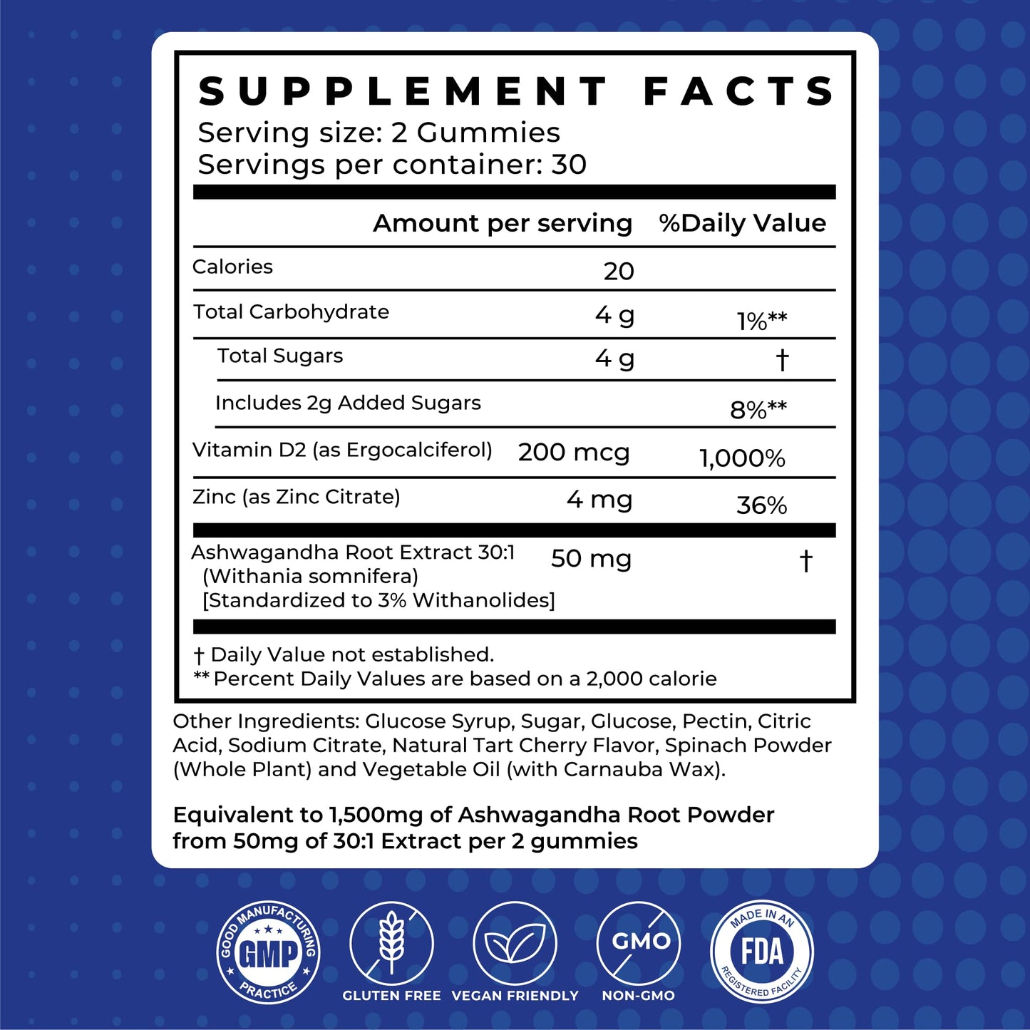 Gusevit Ashwagandha Gummies 1500mg with Vitamin D & Zinc, 60 Count