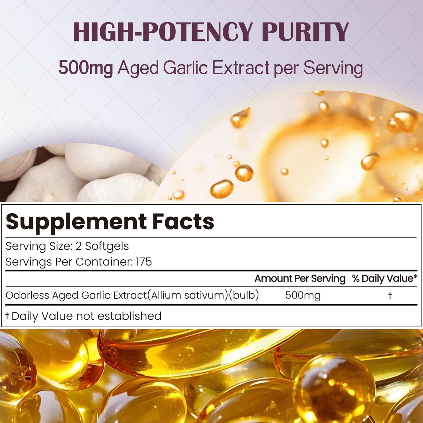 VerdiGusto Odorless Aged Garlic Extract Softgels 350 Count