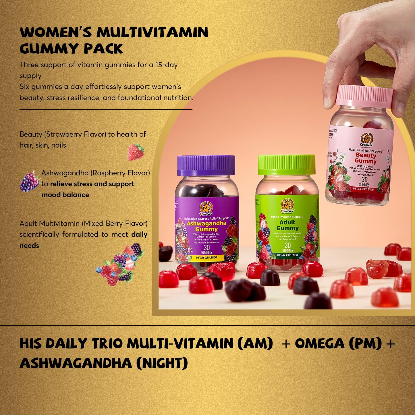 SUNGIVEN Women's Multivitamin Gummy, 90 Count