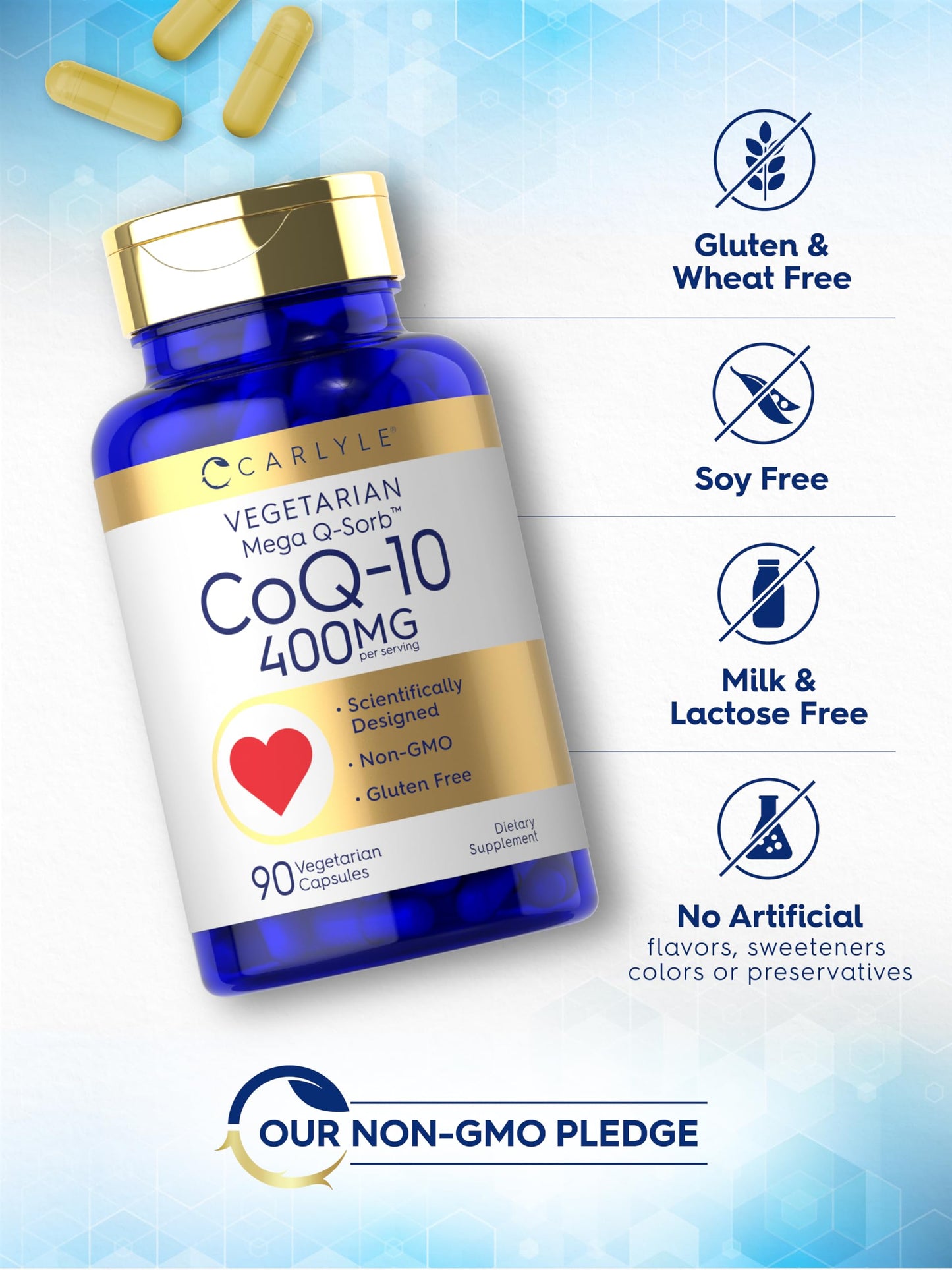 Carlyle CoQ10 400mg with Black Pepper Extract Capsules, 90 Count