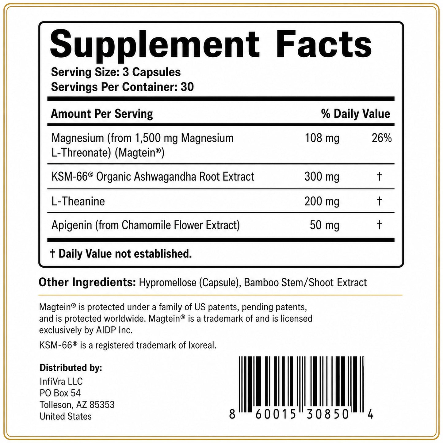 Infivra NoxVera Magnesium L-Threonate Nightly Reset System Capsules, 90 Count
