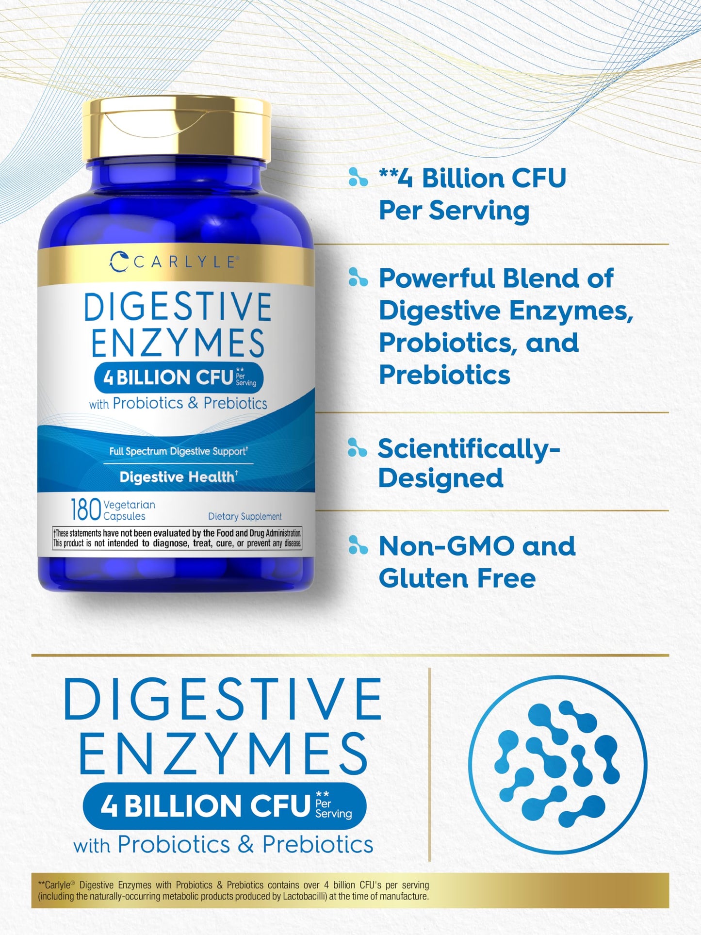 Carlyle Digestive Enzymes with Probiotics & Prebiotics Capsules, 180 Count