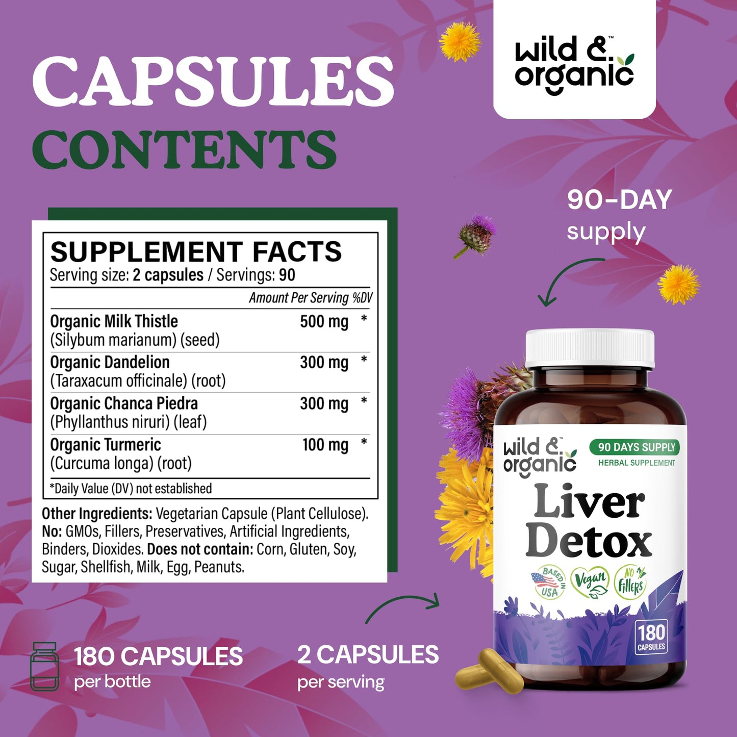 Wild & Organic Liver Detox Capsules, 180 Capsules
