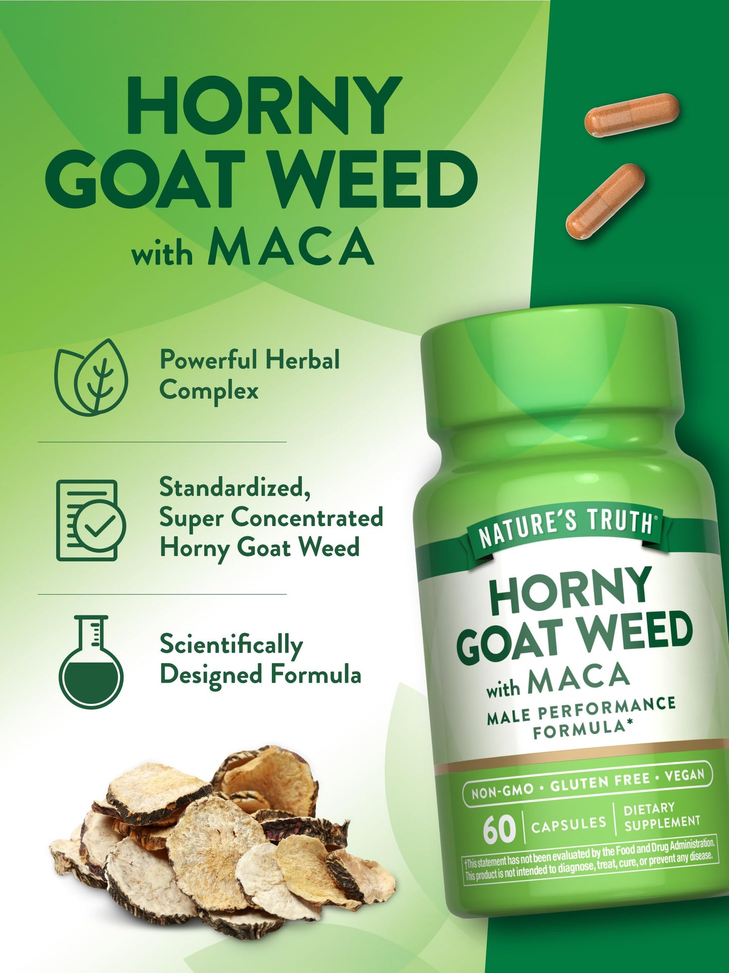 Nature's Truth Horny Goat Weed with Maca Capsules, 60 Count