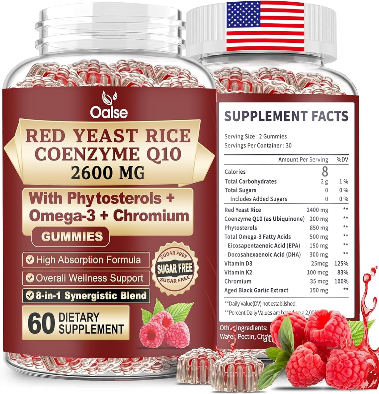OALSE Red Yeast Rice with CoQ10 Gummies, 60 Count