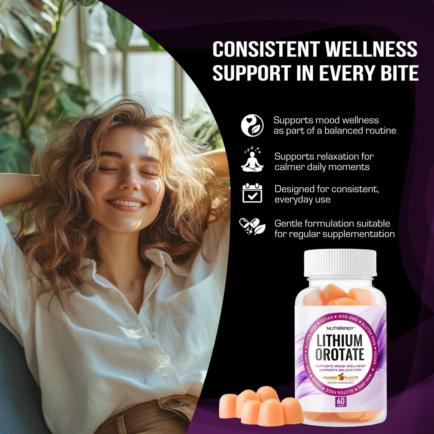 NutraPep Lithium Orotate 5mg Gummies, 60 Count