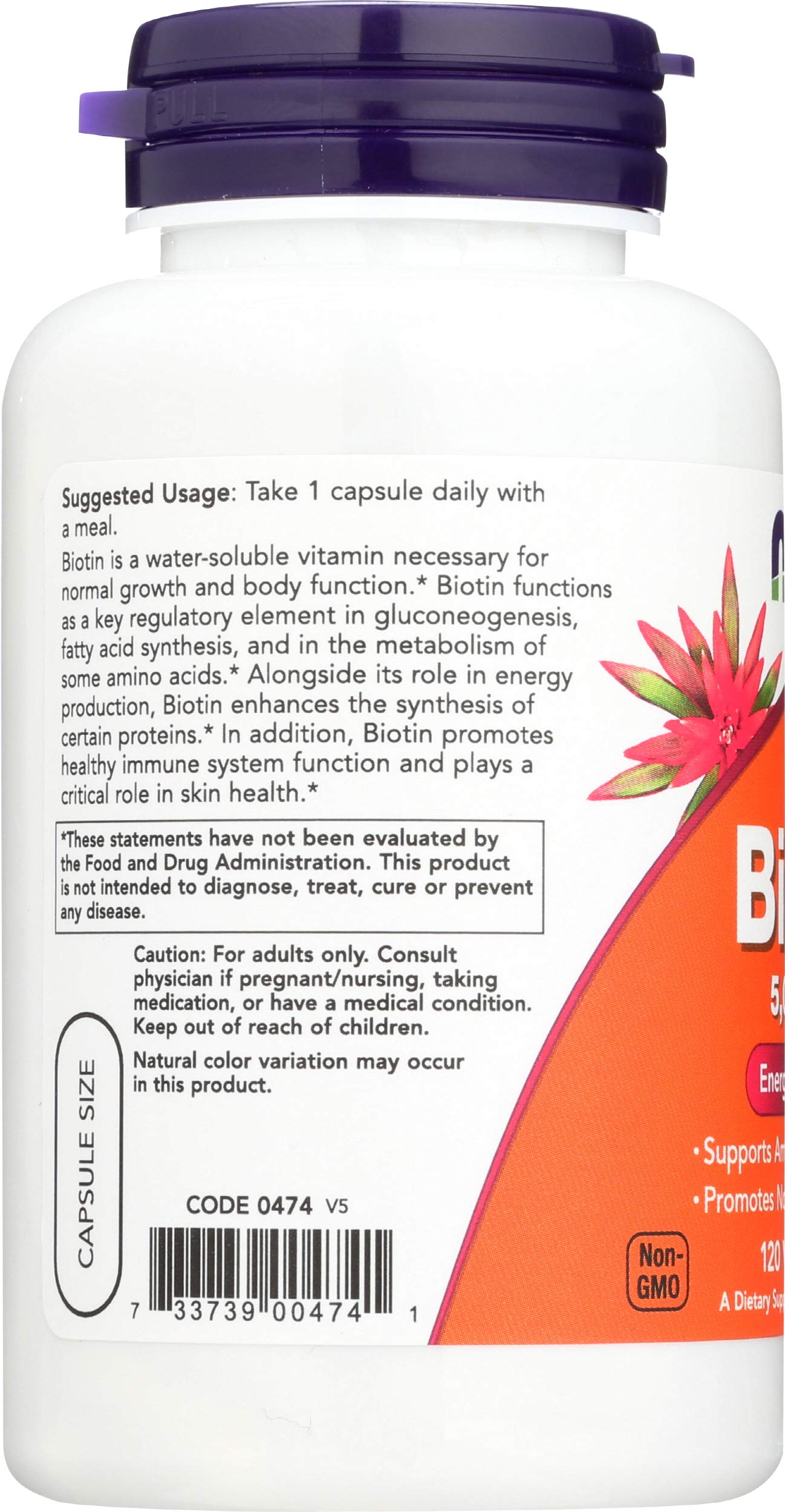 NOW Foods Biotin 5000 mcg Capsule, 240 Count