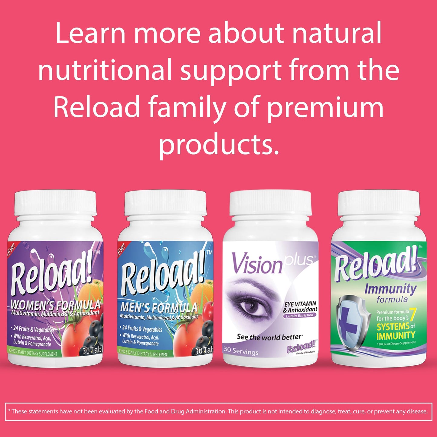 Reload! Women’s 50+ Multivitamin, Multimineral & Antioxidant – with Resveratrol, Acai, Lutein, Cranberry, Pomegranate & 25 Fruits & Vegetables – Once Daily Tablets – 30 Count