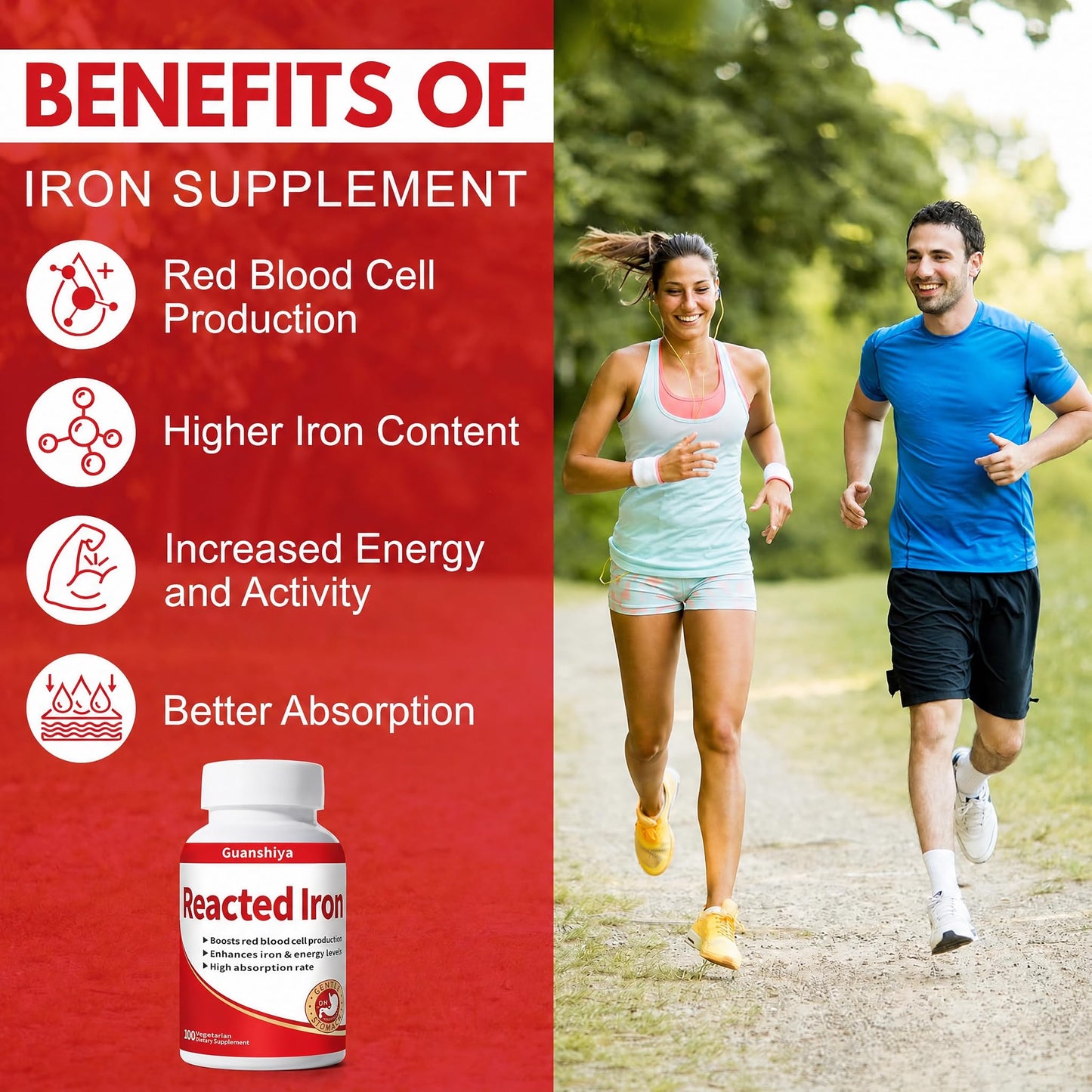 Guanshiya Reacted Iron Capsule, 100 Count