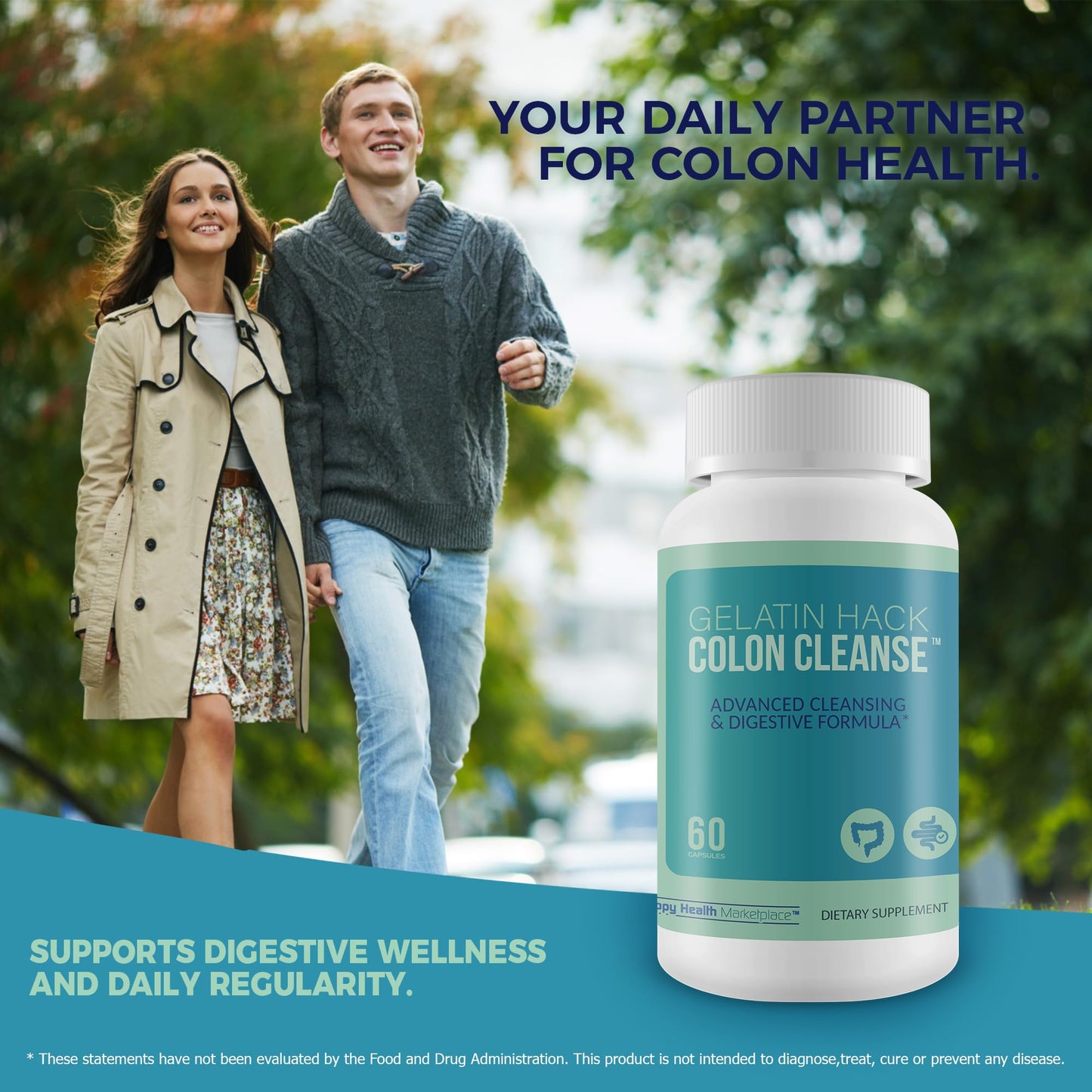 Happy Health Marketplace Gelatine Hack Colon Cleanse Capsule, 60 Count