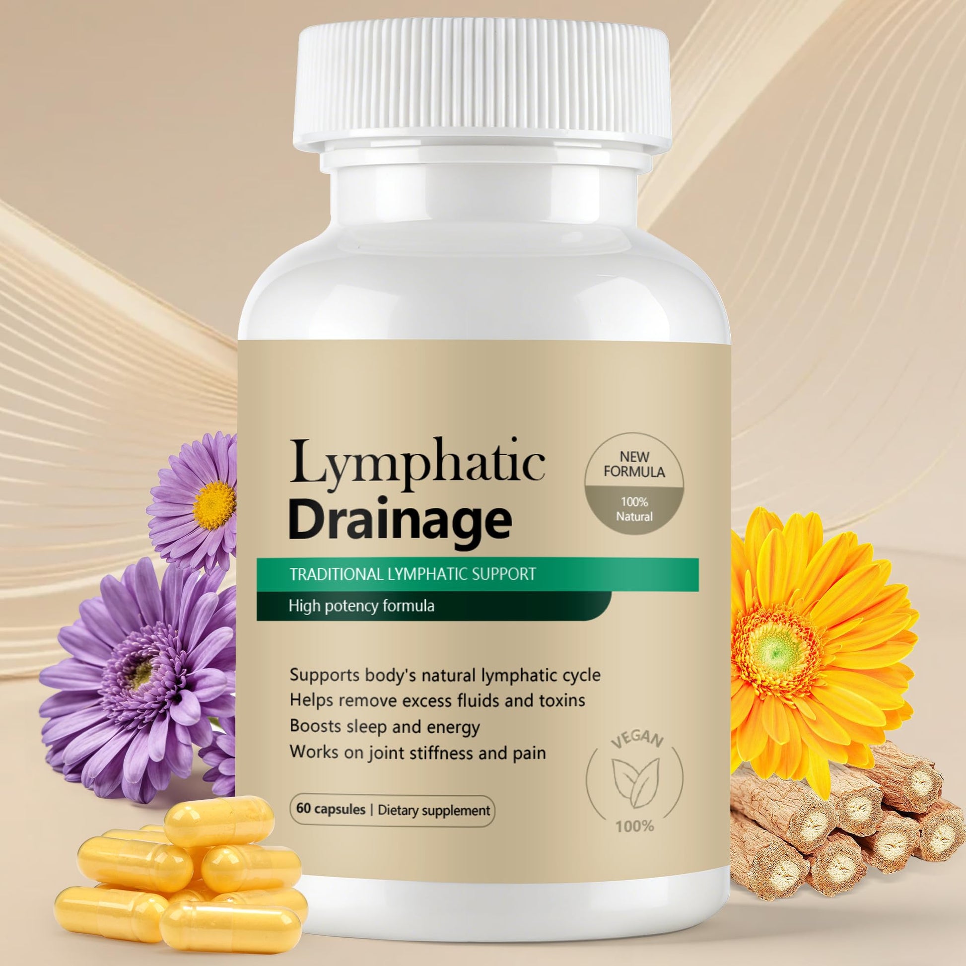 Haqeed Lymphatic Support Capsules with Dandelion & Cleavers Extract, 60 Capsules