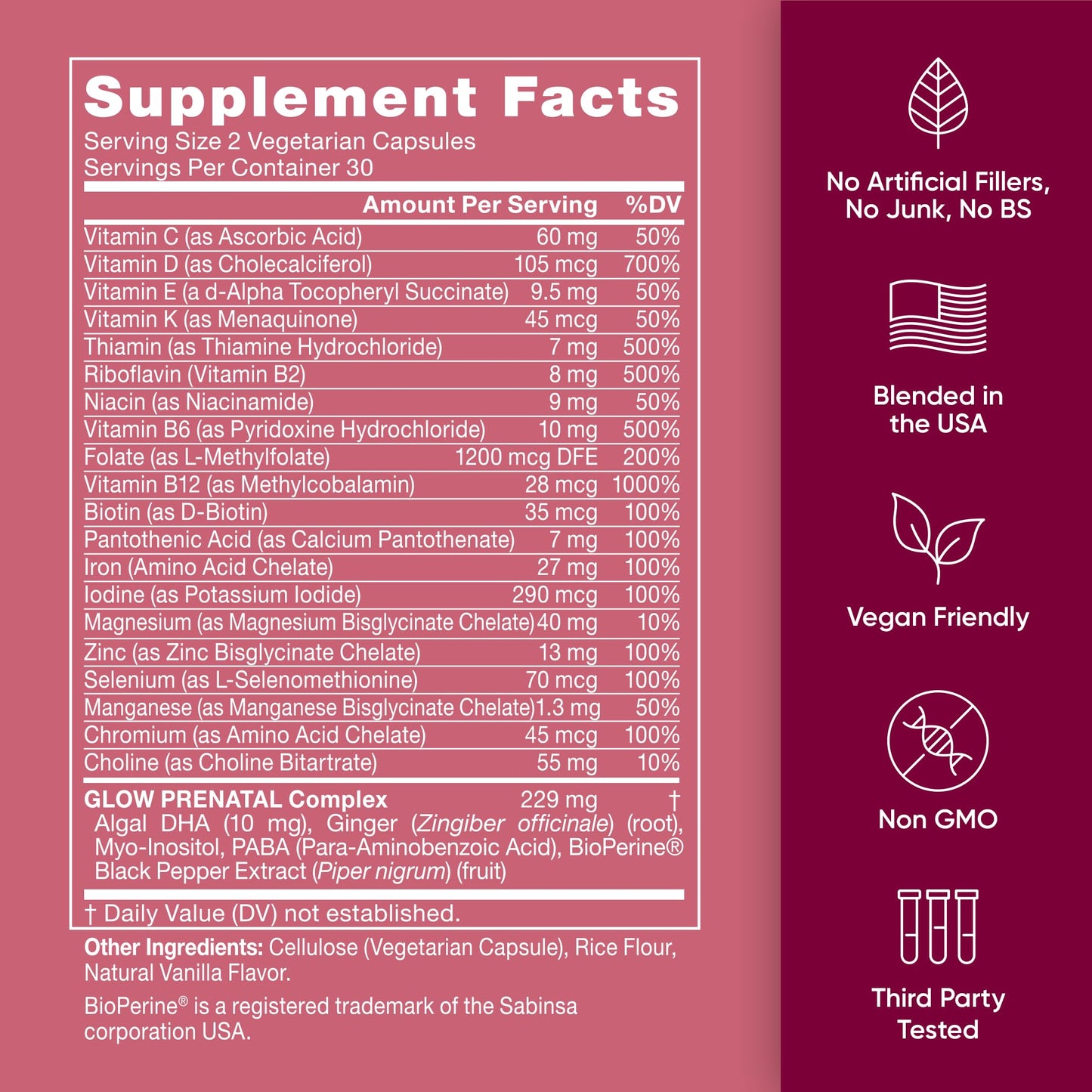 Eu Natural Glow Prenatal Multivitamin Capsules, 120 Count