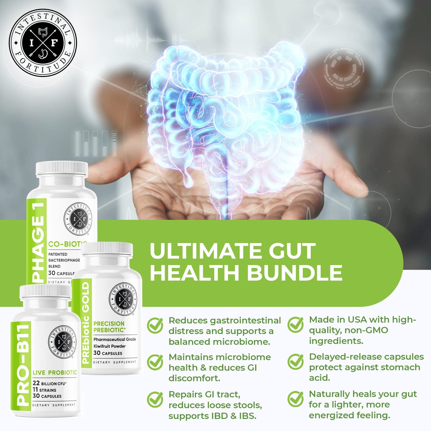 Intestinal Fortitude Gut Health Supplement Bundle Capsules 90 Count